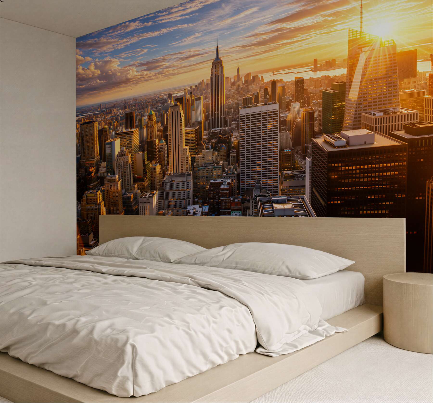 Fototapeta Manhattan o zachodzie słońca złota panorama miasta do salonu