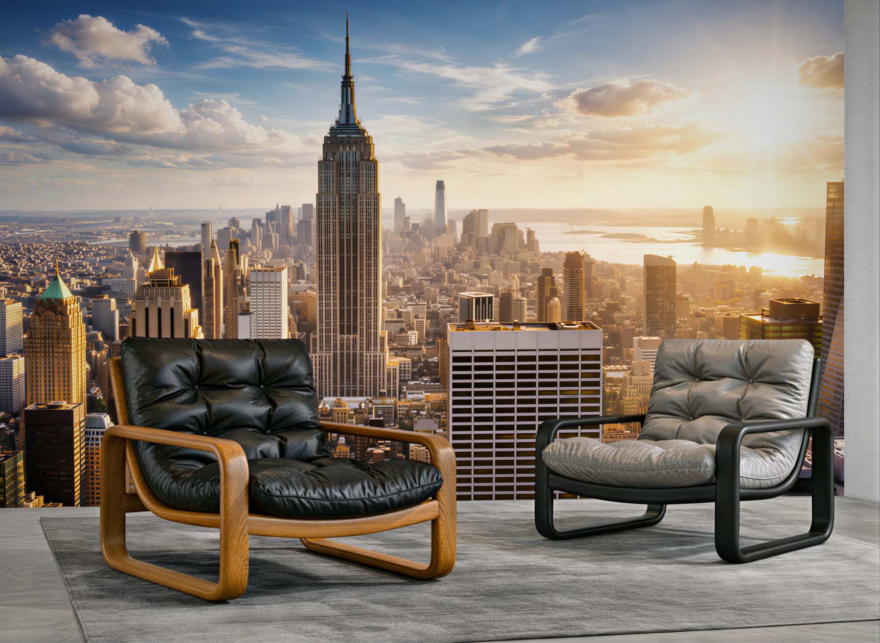 Fototapeta Nowy Jork panorama z Empire State Building w promieniach słońca