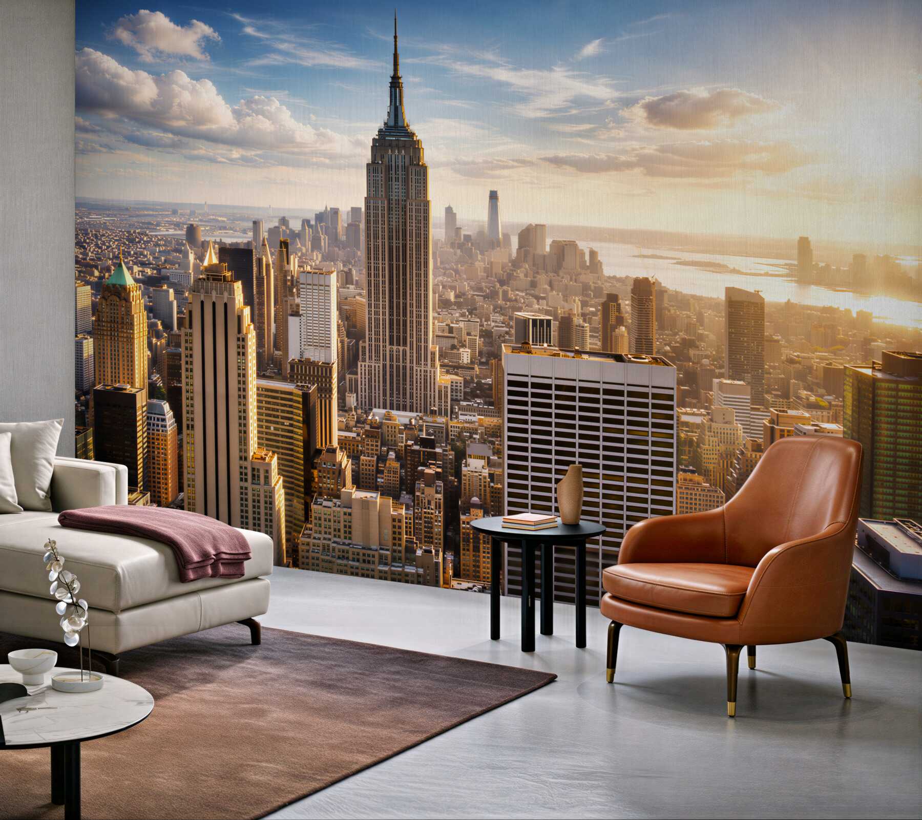 Fototapeta Nowy Jork panorama z Empire State Building w promieniach słońca