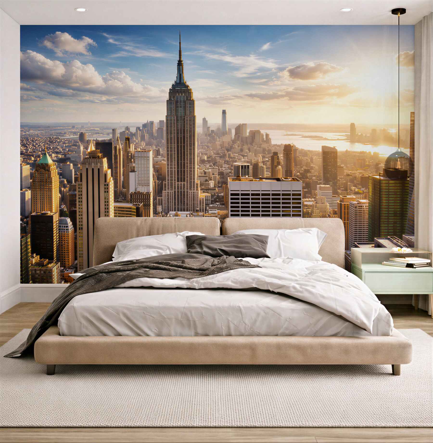 Fototapeta Nowy Jork panorama z Empire State Building w promieniach słońca