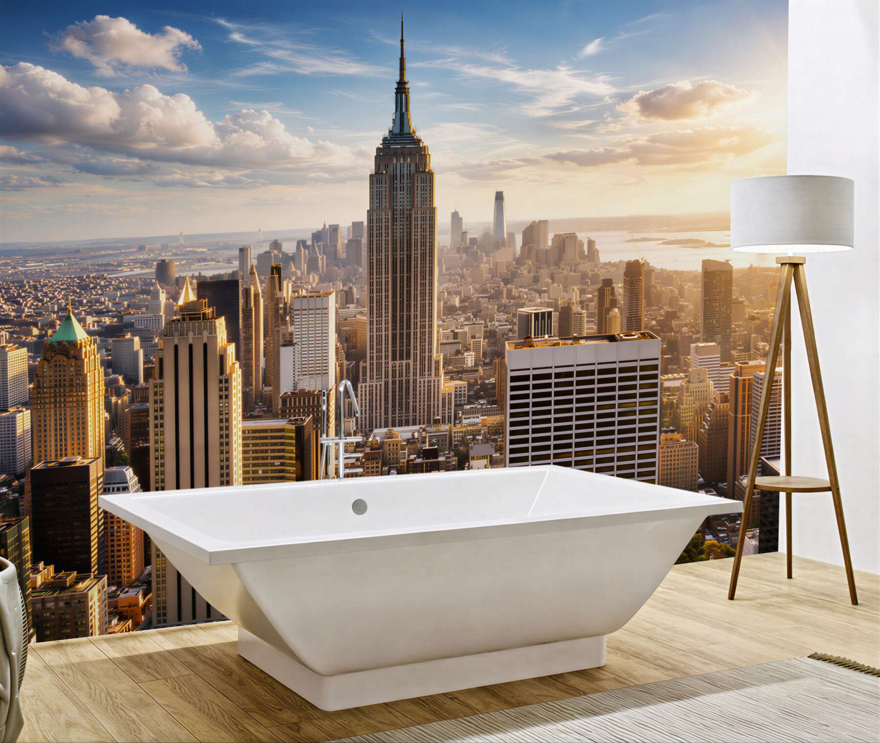 Fototapeta Nowy Jork panorama z Empire State Building w promieniach słońca