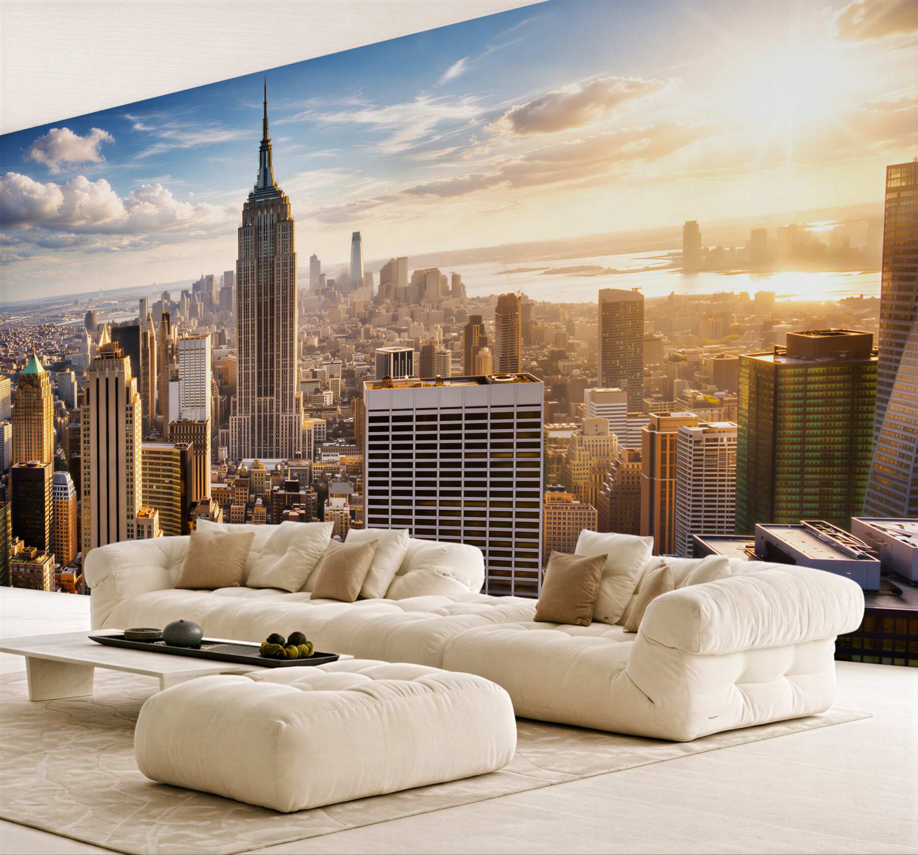 Fototapeta Nowy Jork panorama z Empire State Building w promieniach słońca