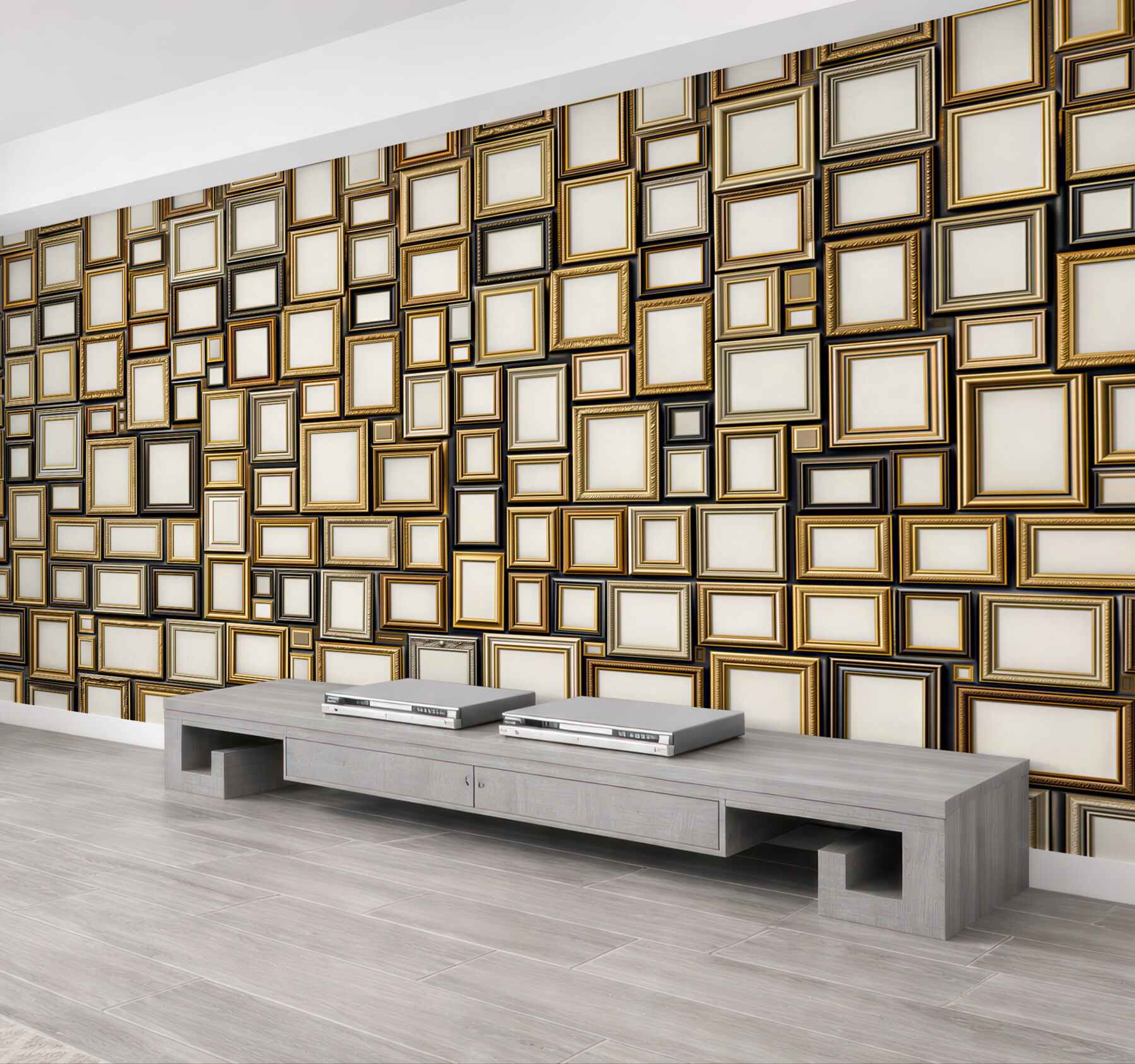Fototapeta złote ramki geometryczne eleganckie na jasnym tle