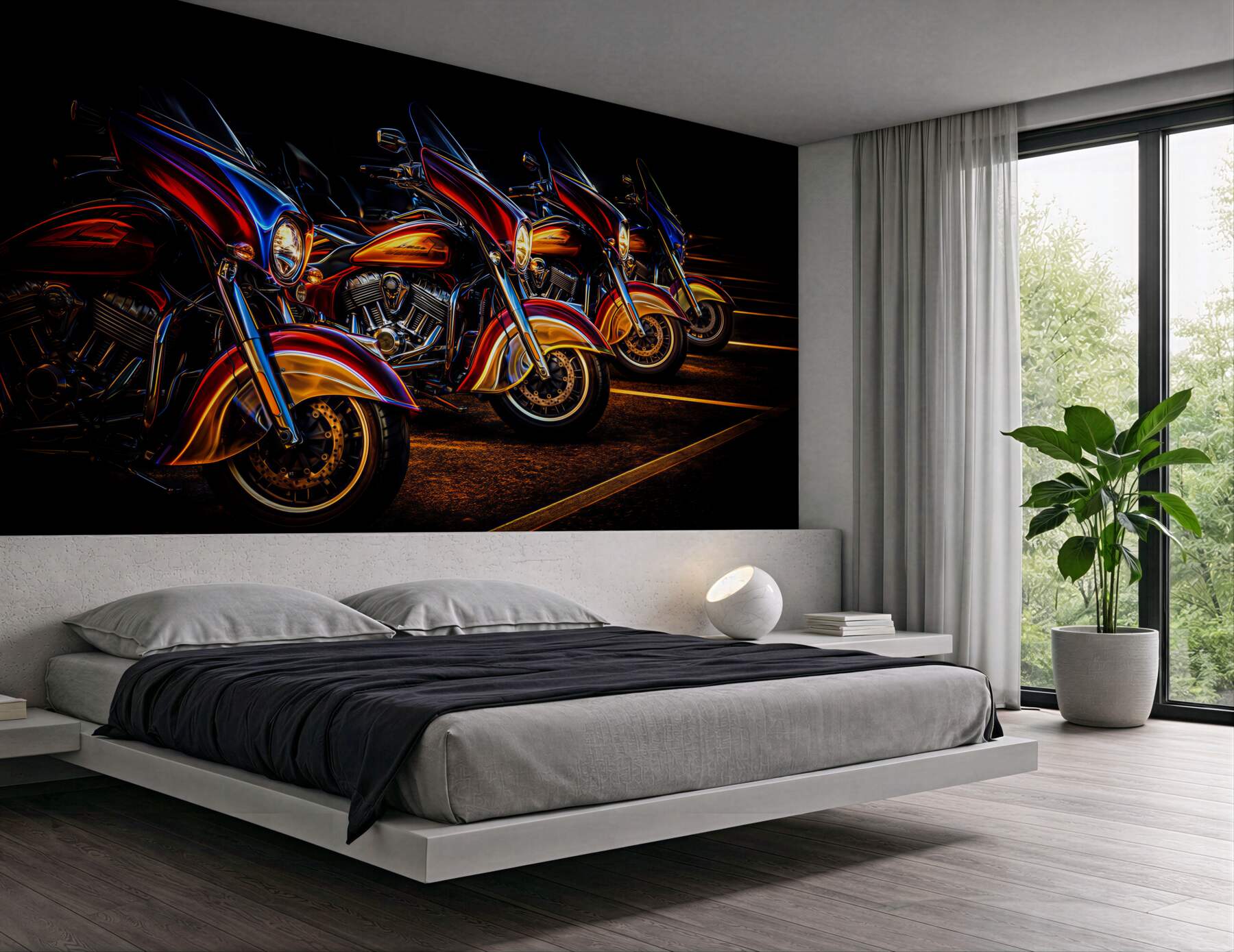 Fototapeta motocykle nocą w neonowym świetle do męskiego wnętrza
