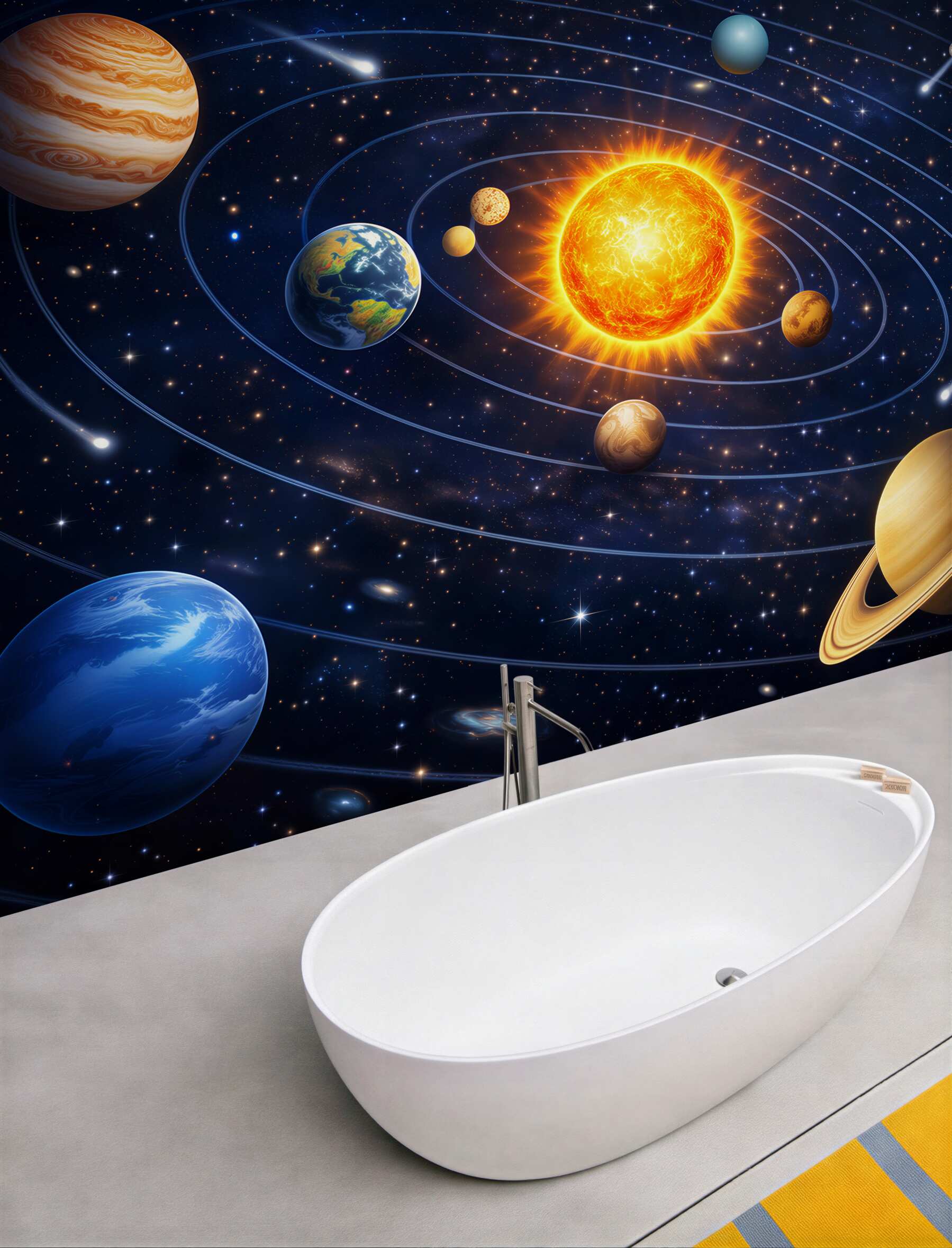 Fototapeta układ słoneczny z planetami i gwiazdami dla pokoju dziecka