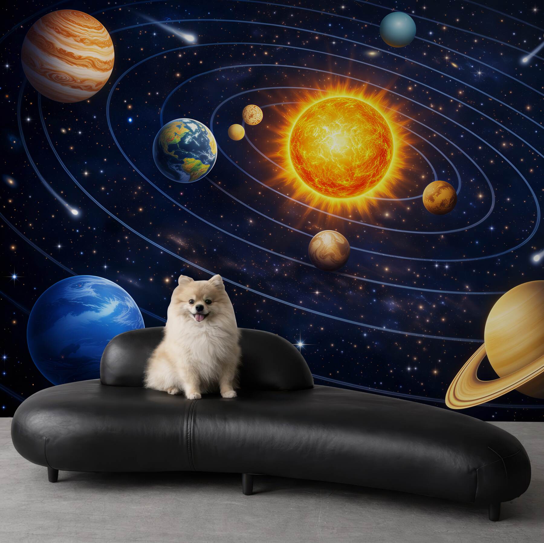 Fototapeta układ słoneczny z planetami i gwiazdami dla pokoju dziecka