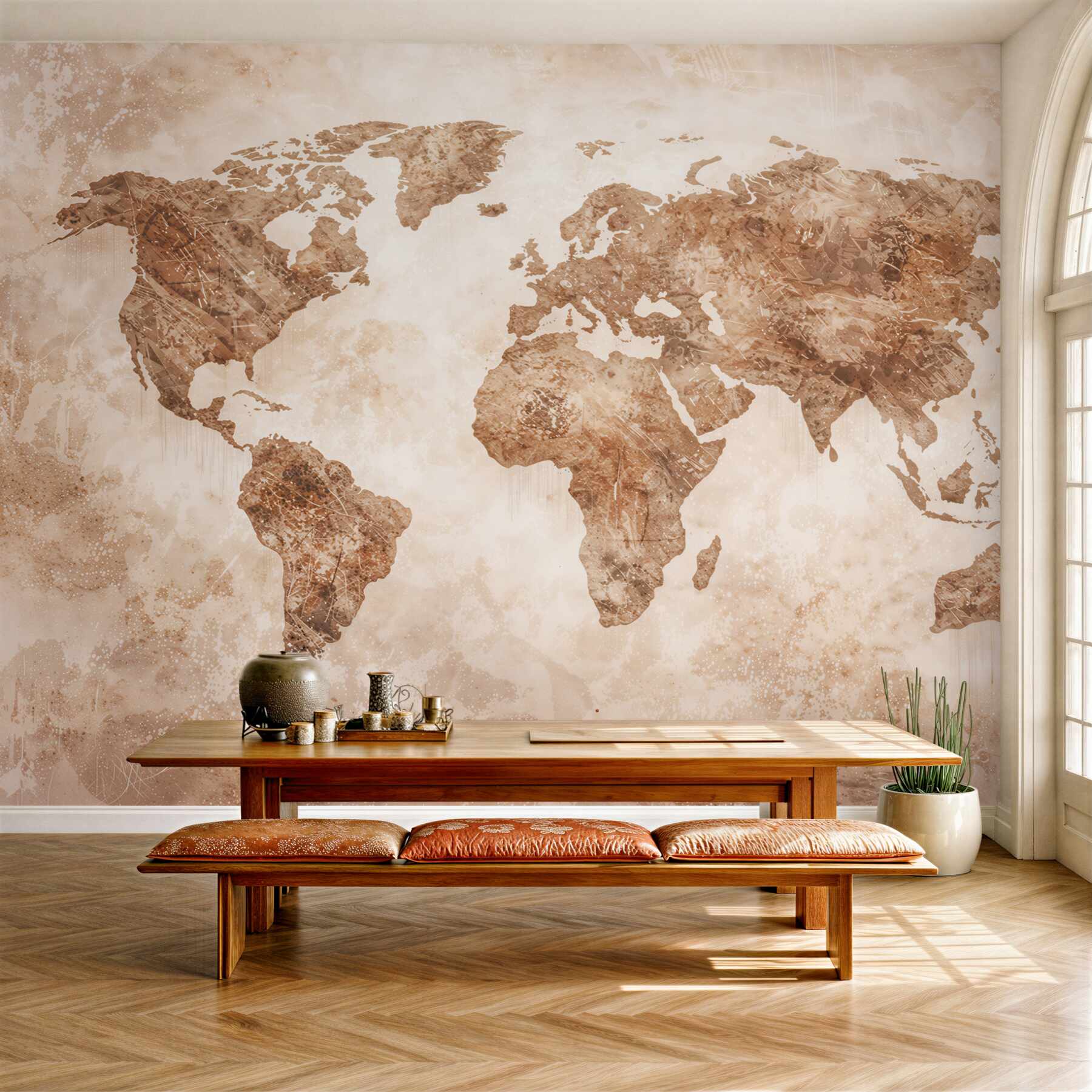 Fototapeta mapa świata beżowa w stylu vintage