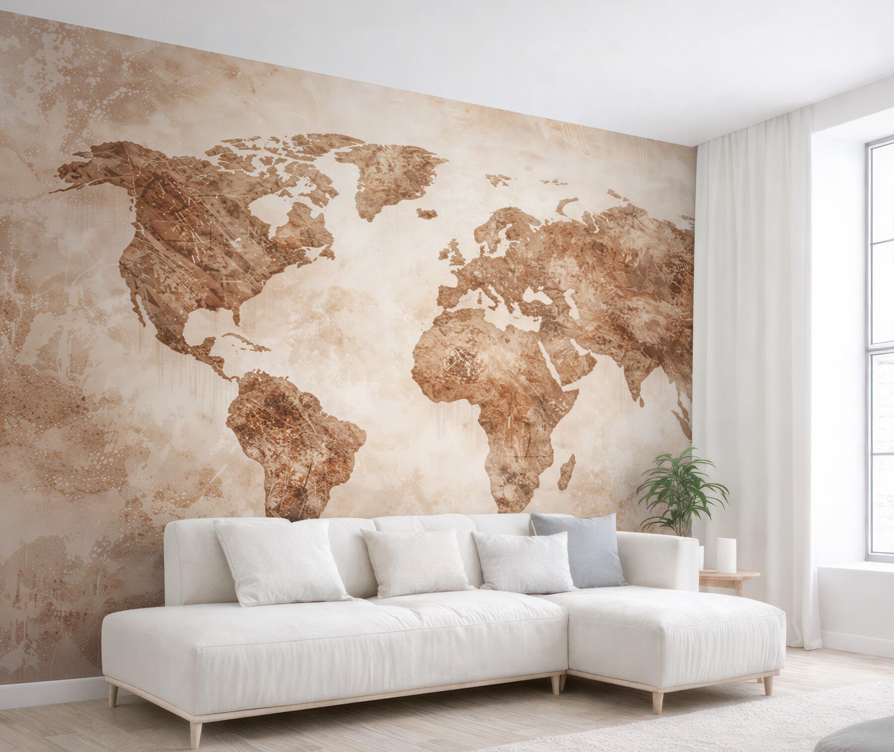 Fototapeta mapa świata beżowa w stylu vintage
