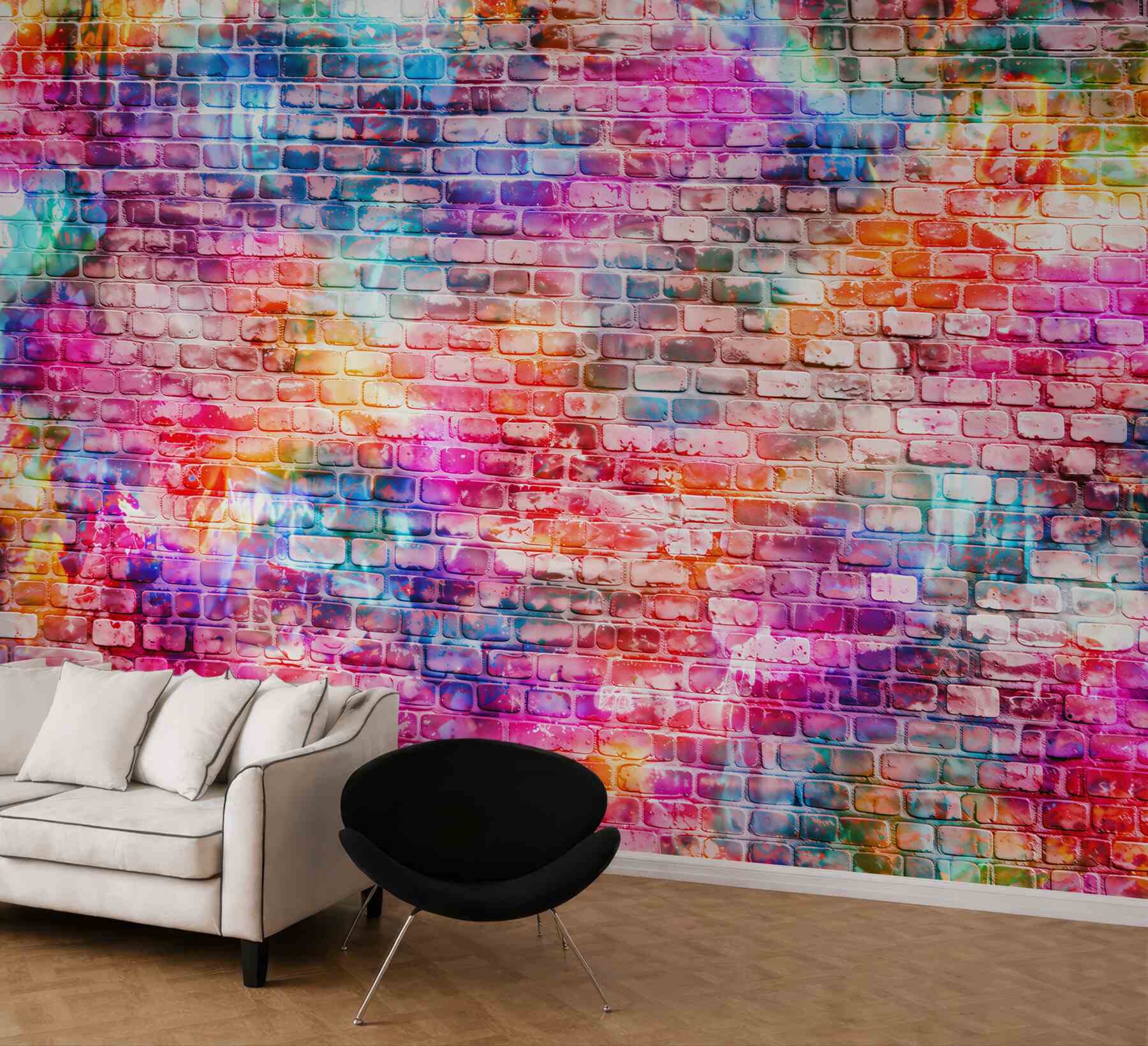 Fototapeta kolorowa ceglana ściana w stylu graffiti nowoczesna