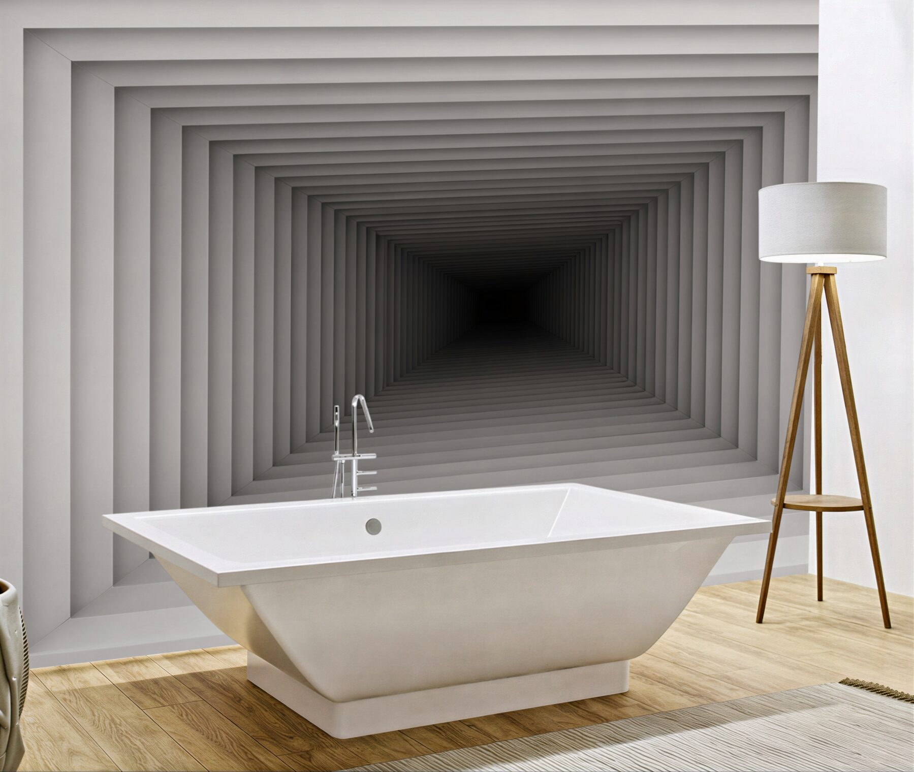 Fototapeta tunel geometryczny 3D szary nowoczesna iluzja głębi