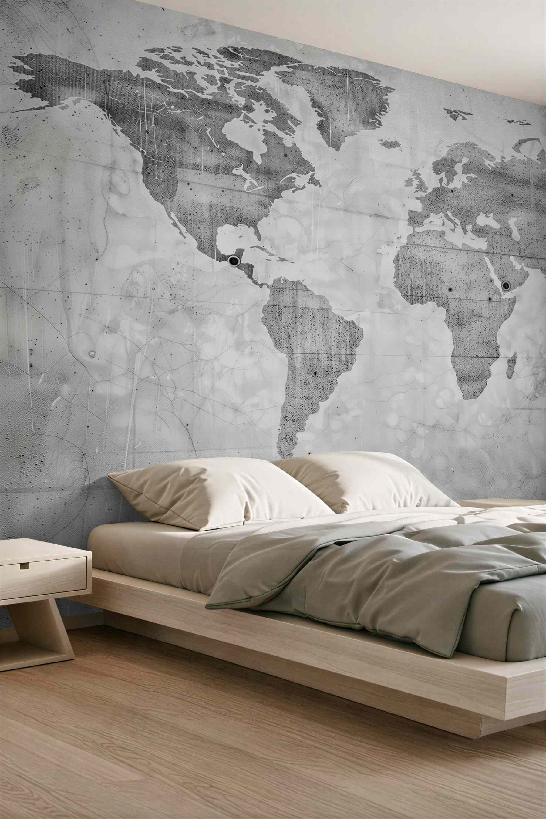 Fototapeta mapa świata szara nowoczesna do biura i salonu
