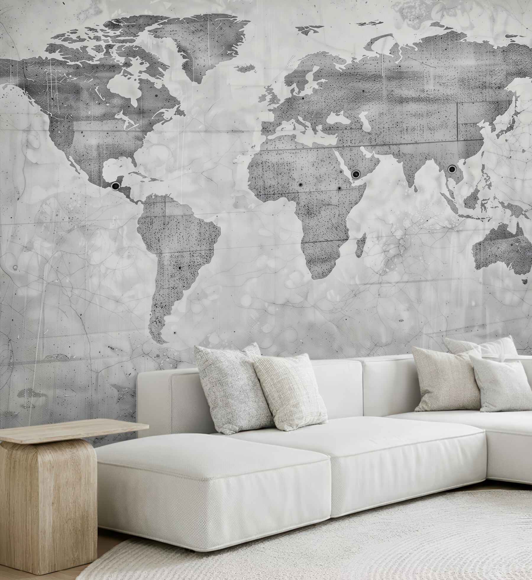 Fototapeta mapa świata szara nowoczesna do biura i salonu