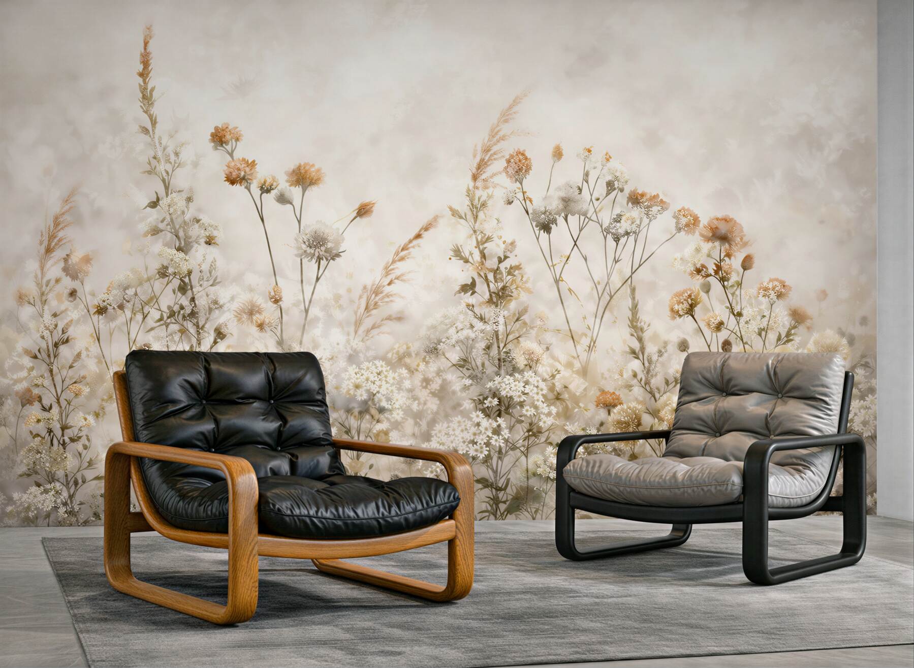 Fototapeta polne kwiaty beżowe delikatne w romantycznym stylu