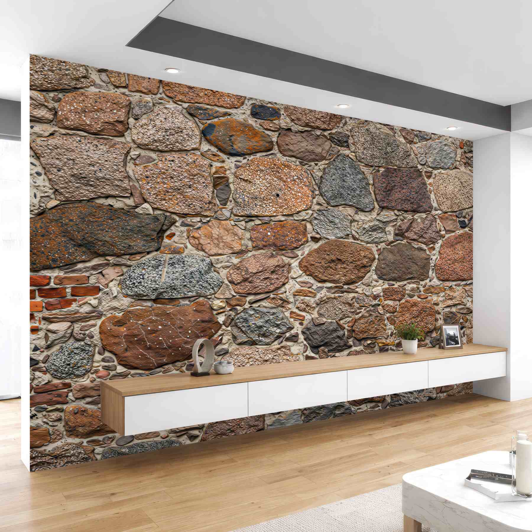 Fototapeta kamienny mur rustykalny brązowo szary