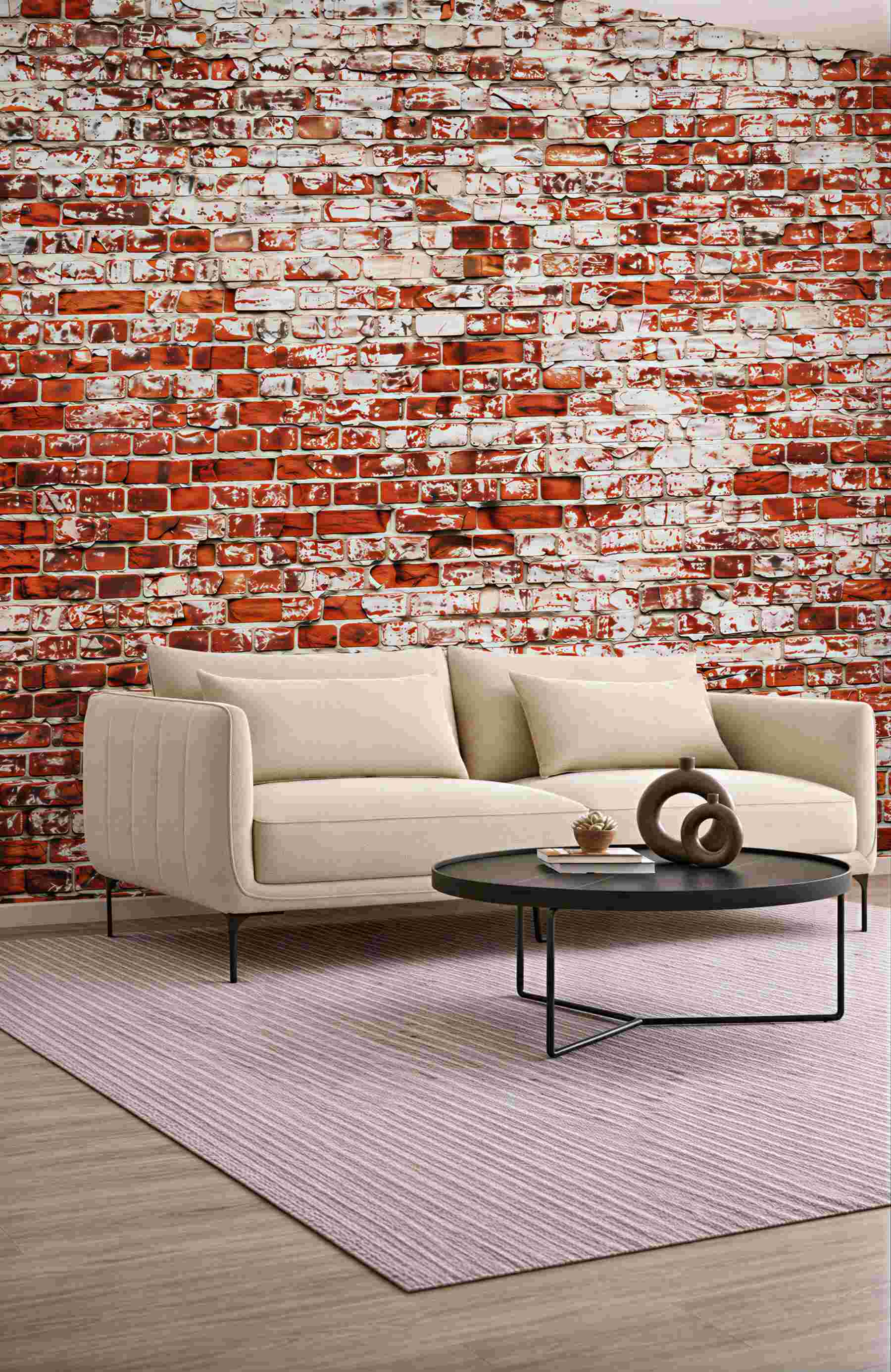 Fototapeta ceglana ściana czerwono biała w stylu loftowym vintage