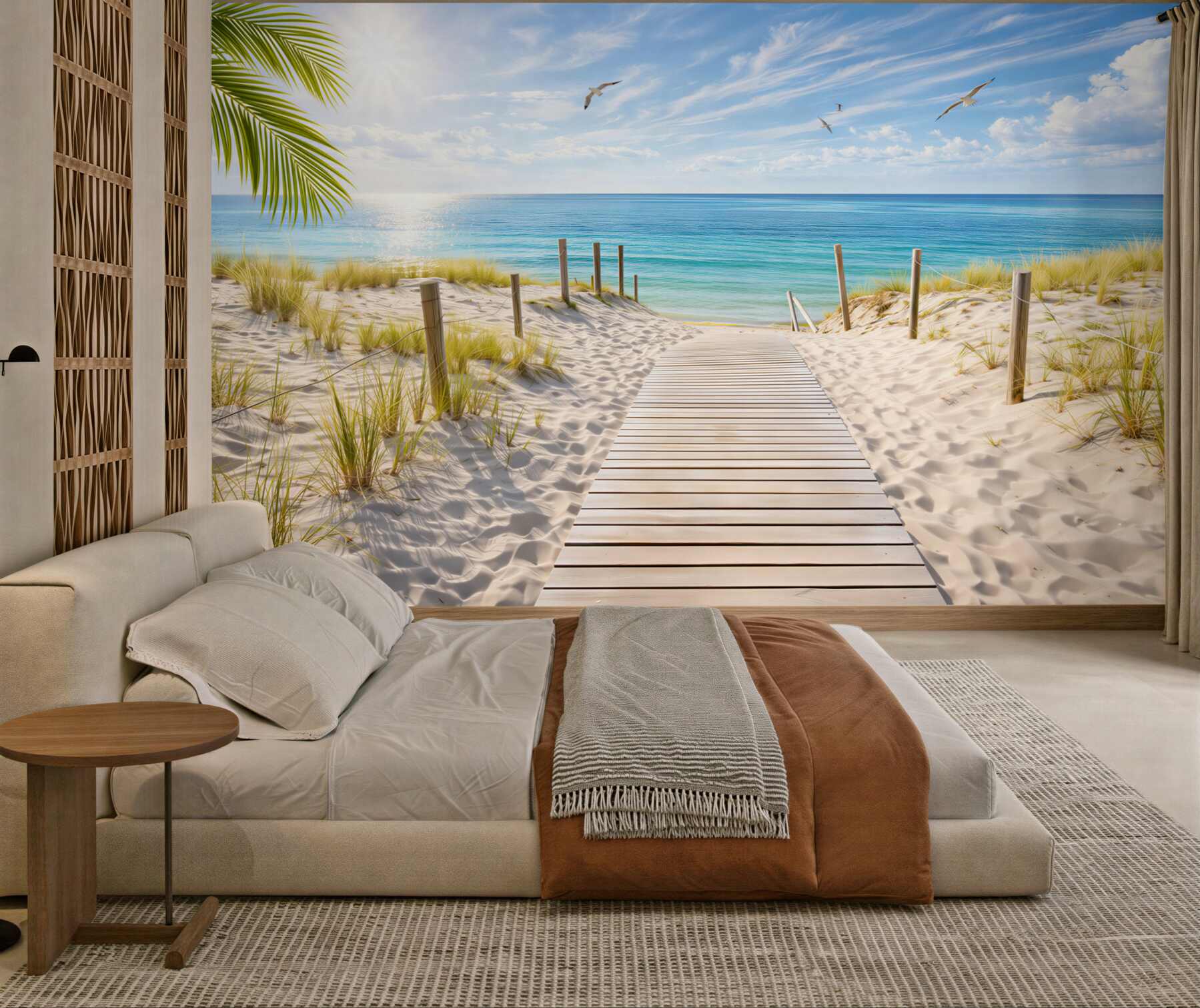 Fototapeta plaża z turkusowym morzem i wydmami słoneczny letni krajobraz