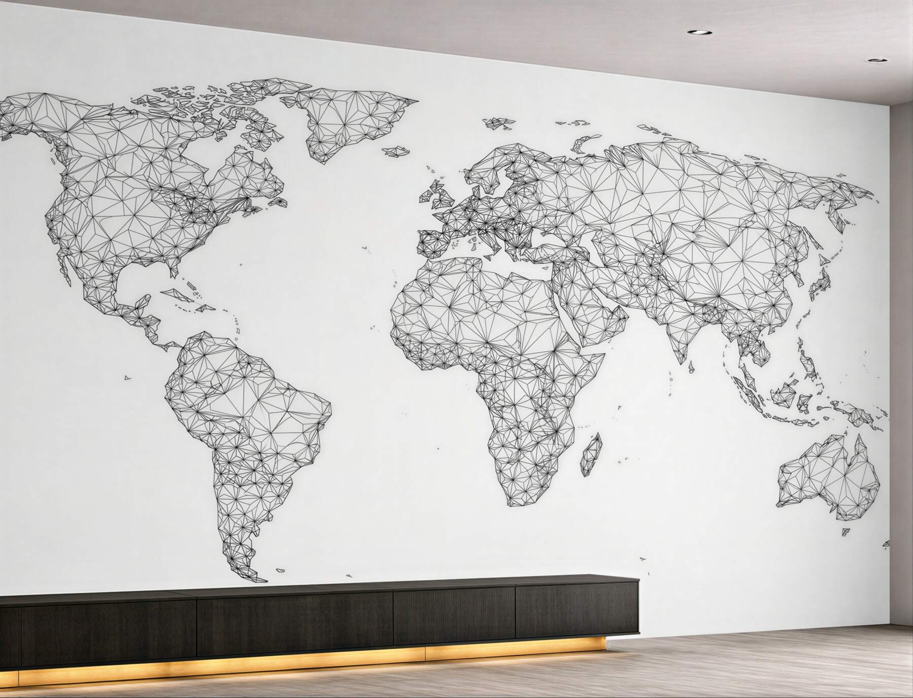 Fototapeta mapa świata geometryczna czarno biała nowoczesna