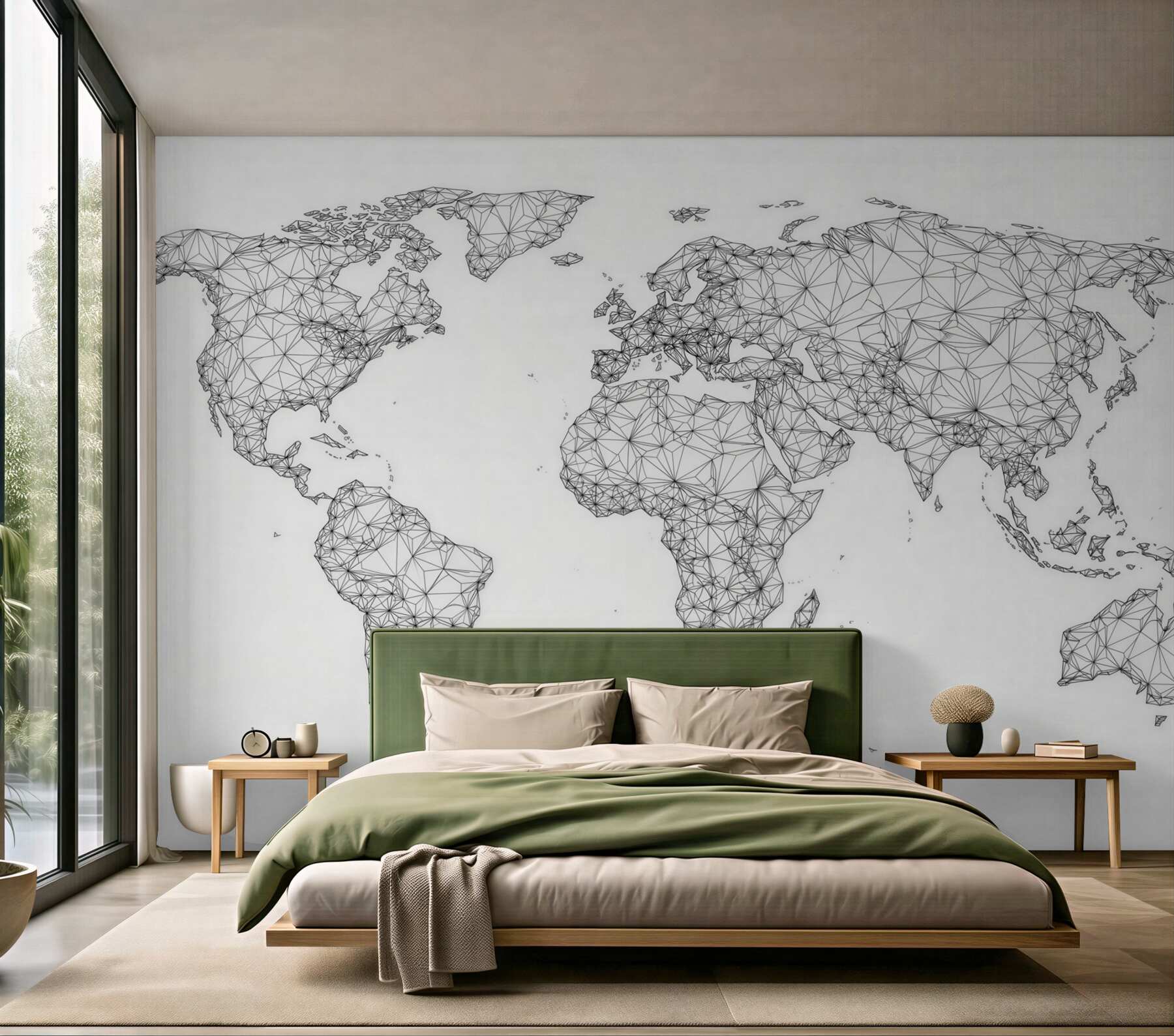 Fototapeta mapa świata geometryczna czarno biała nowoczesna