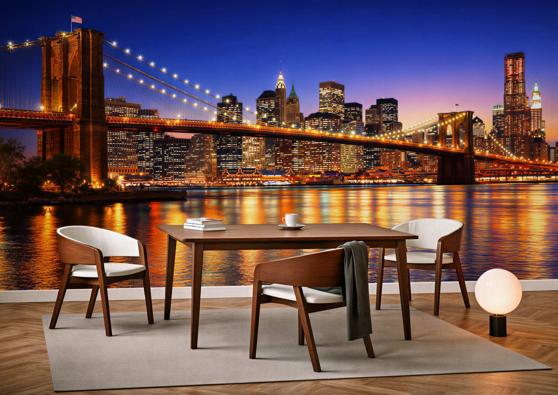 Fototapeta most Brooklyn i panorama Nowego Jorku nocą