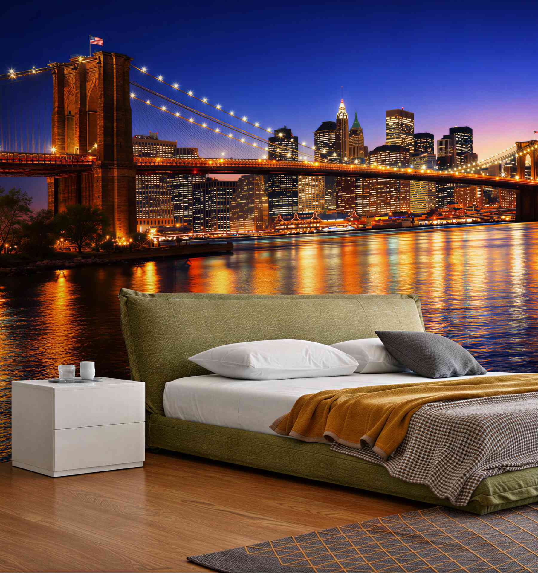 Fototapeta most Brooklyn i panorama Nowego Jorku nocą