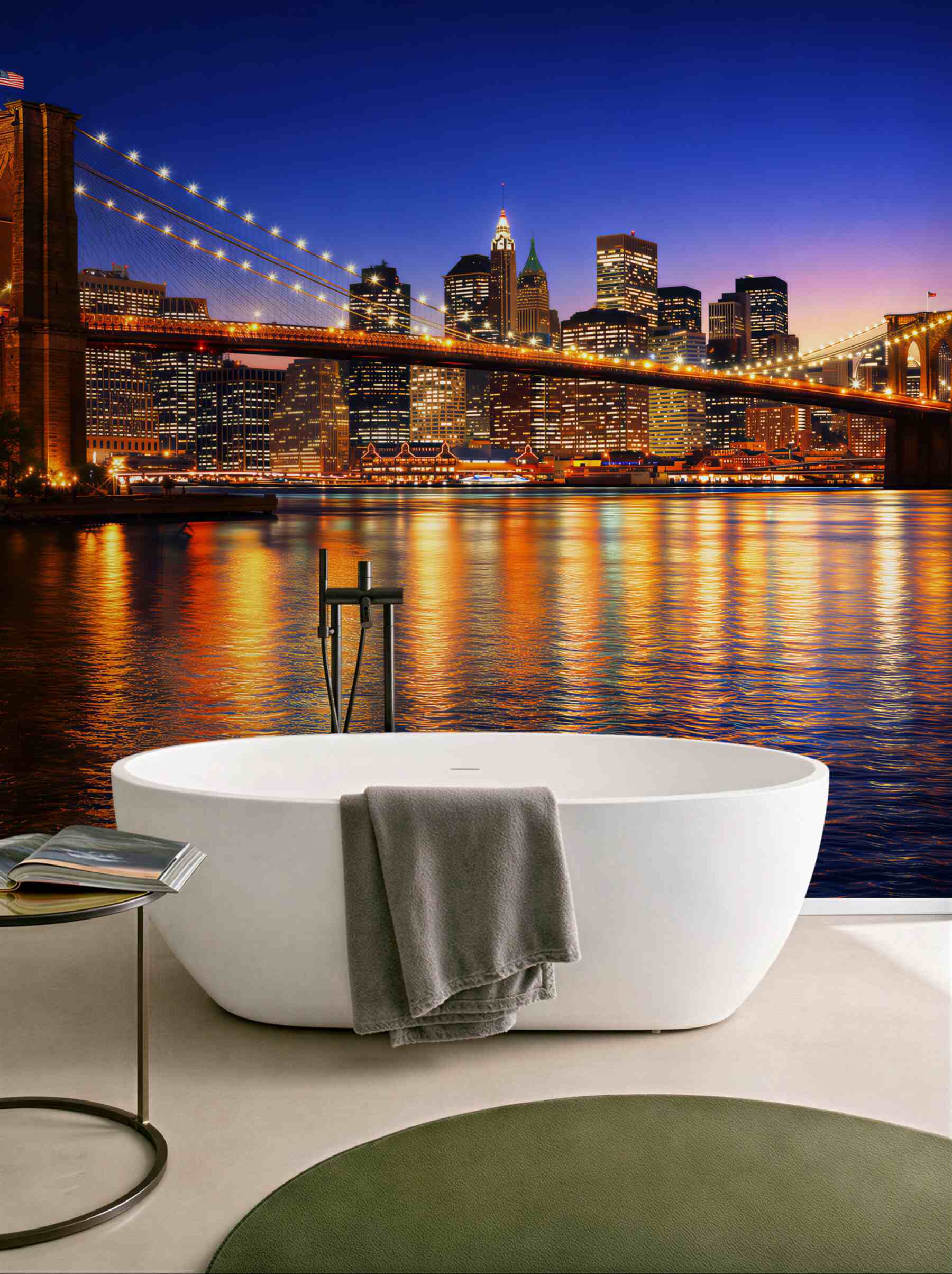 Fototapeta most Brooklyn i panorama Nowego Jorku nocą