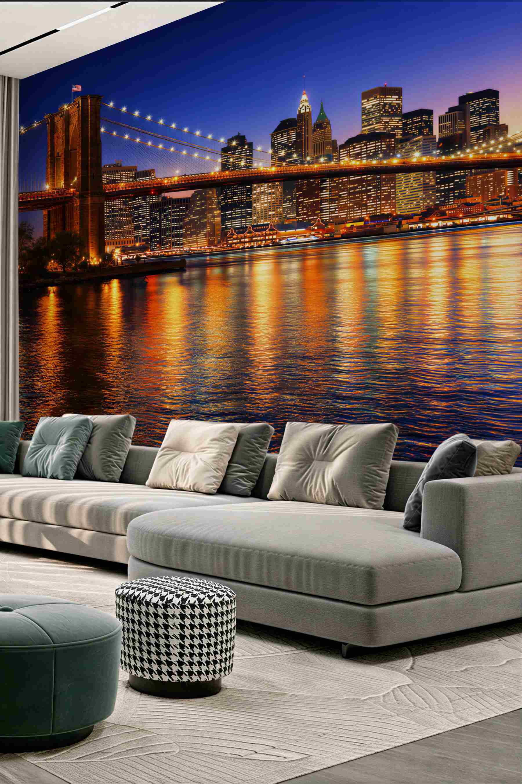 Fototapeta most Brooklyn i panorama Nowego Jorku nocą