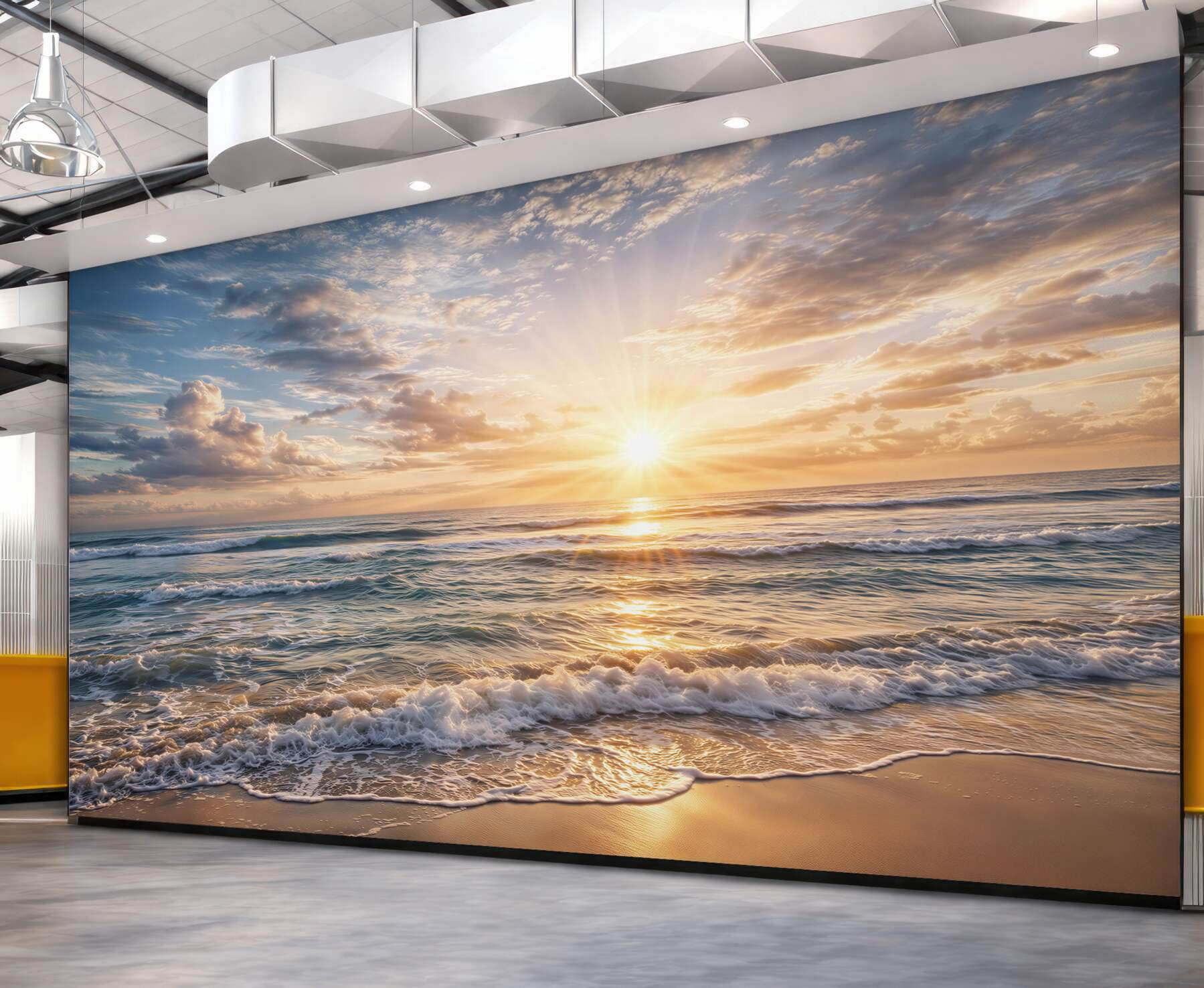Fototapeta wschód słońca nad morzem i piaszczystą plażą