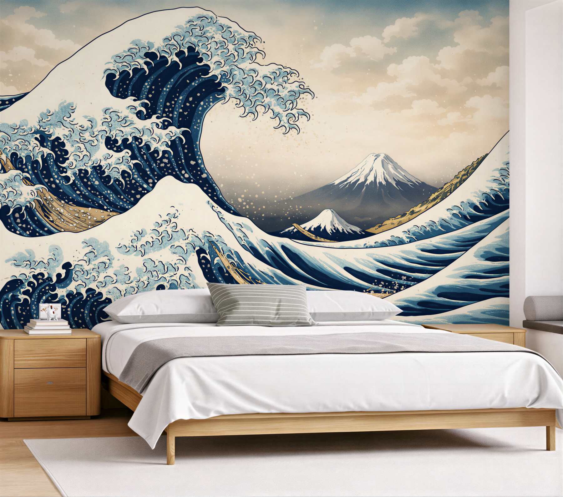 Fototapeta fale oceaniczne i góra w stylu japońskim