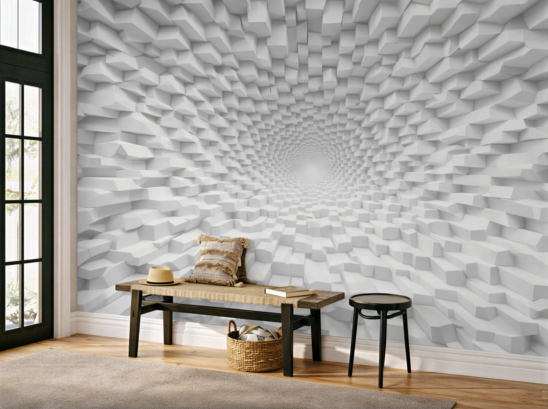 Fototapeta biała abstrakcja 3D geometryczny tunel nowoczesna