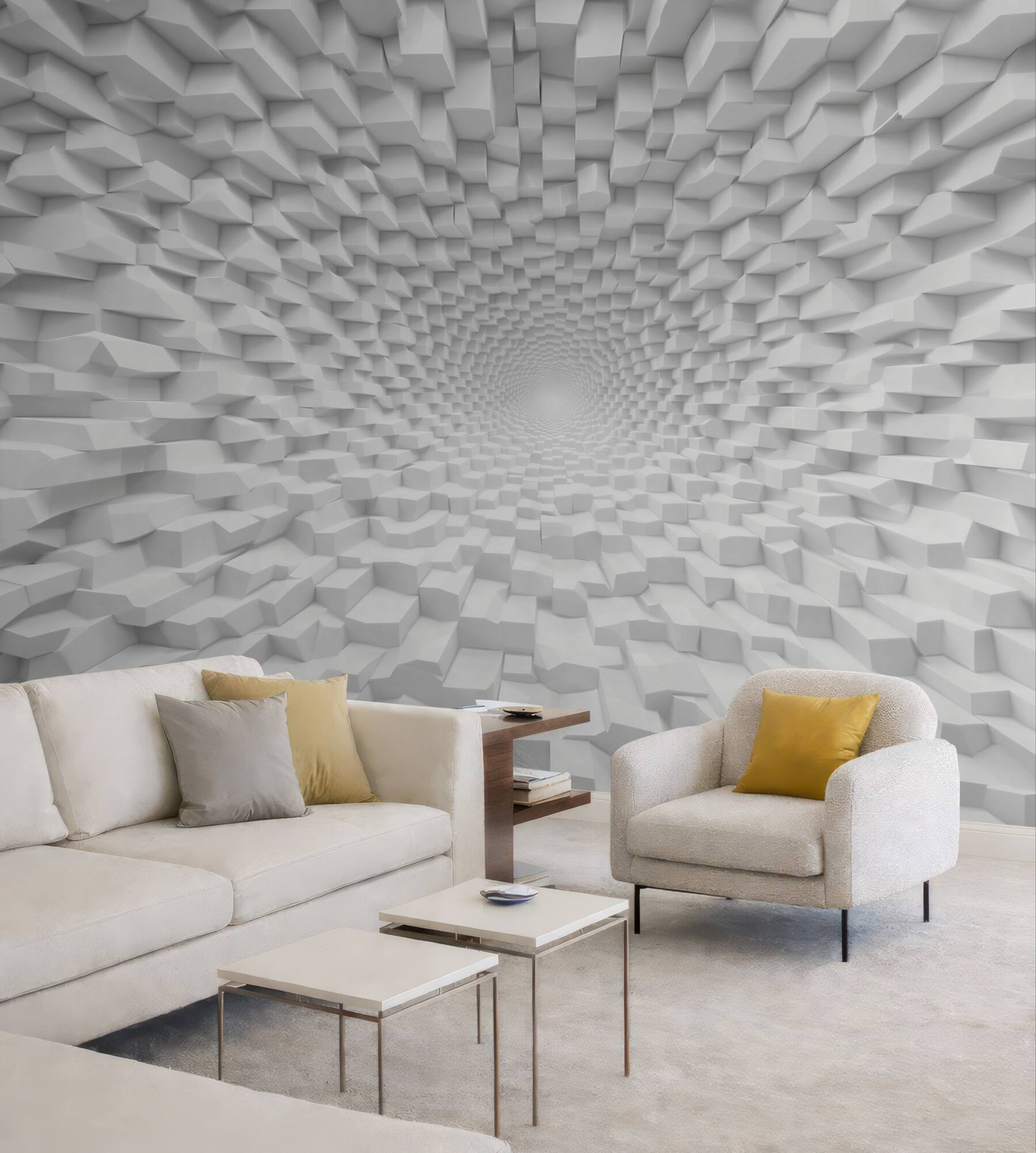Fototapeta biała abstrakcja 3D geometryczny tunel nowoczesna