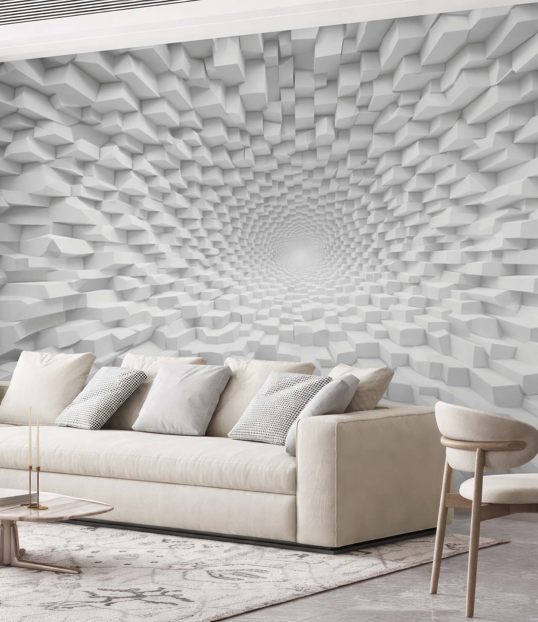 Fototapeta biała abstrakcja 3D geometryczny tunel nowoczesna