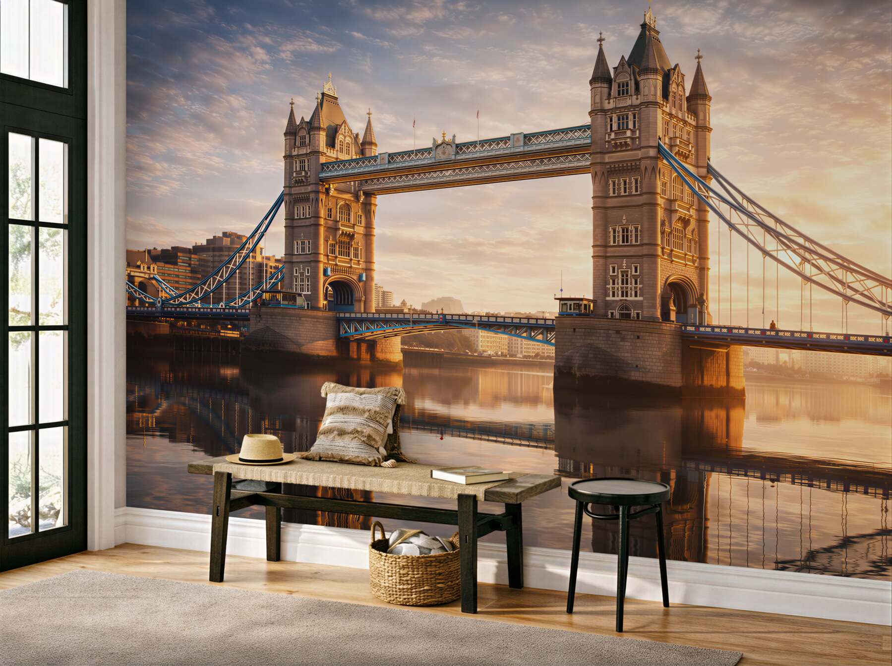 Fototapeta Tower Bridge w Londynie o wschodzie słońca nad Tamizą