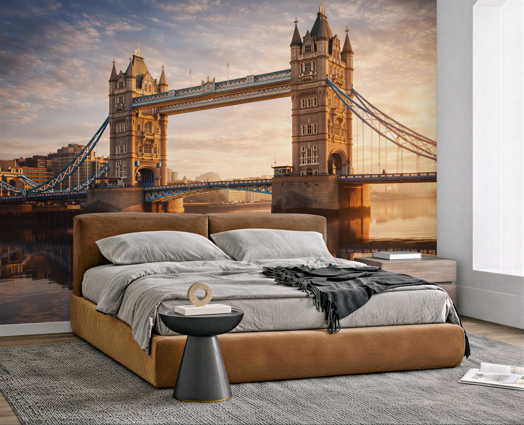 Fototapeta Tower Bridge w Londynie o wschodzie słońca nad Tamizą