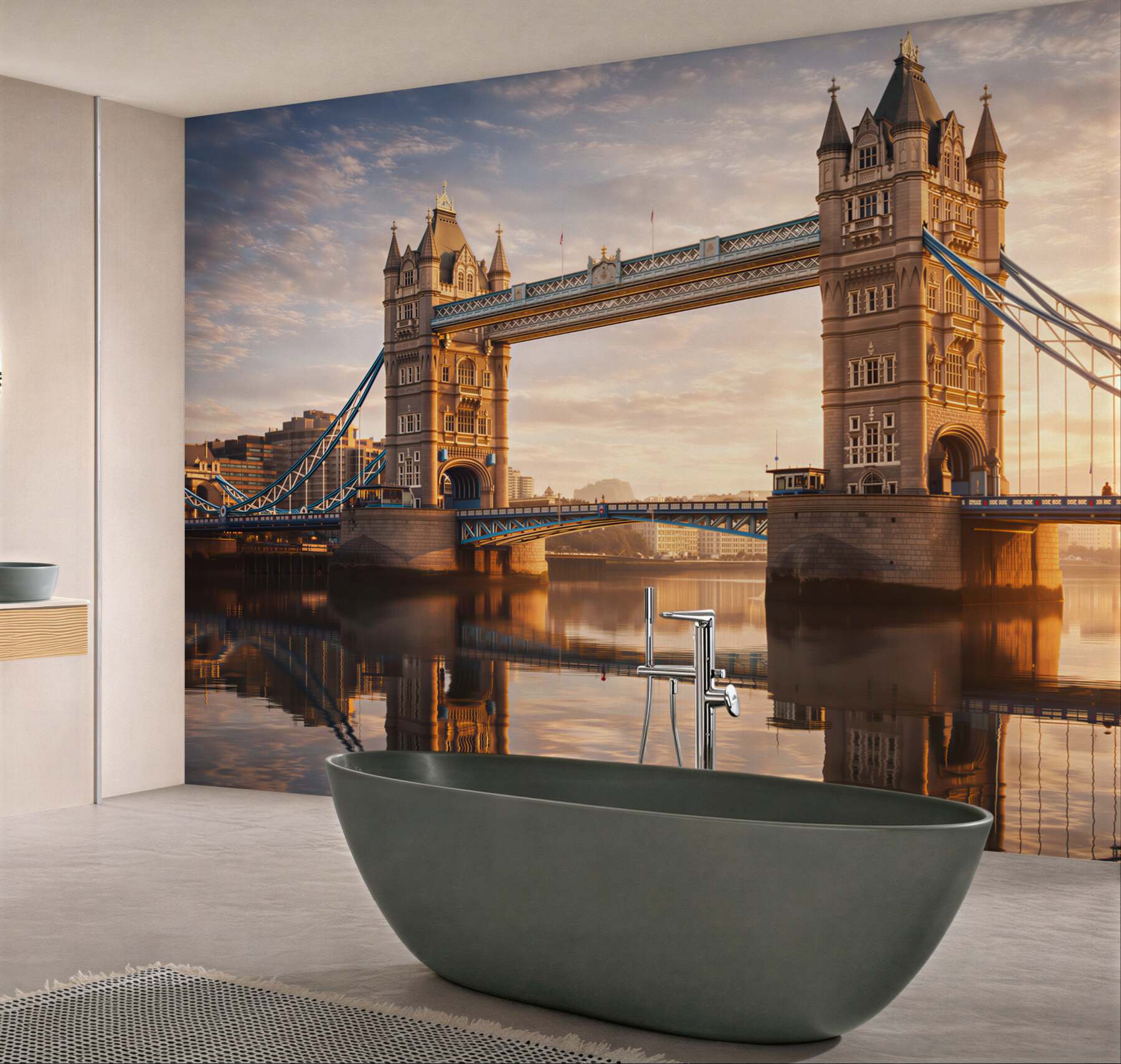 Fototapeta Tower Bridge w Londynie o wschodzie słońca nad Tamizą
