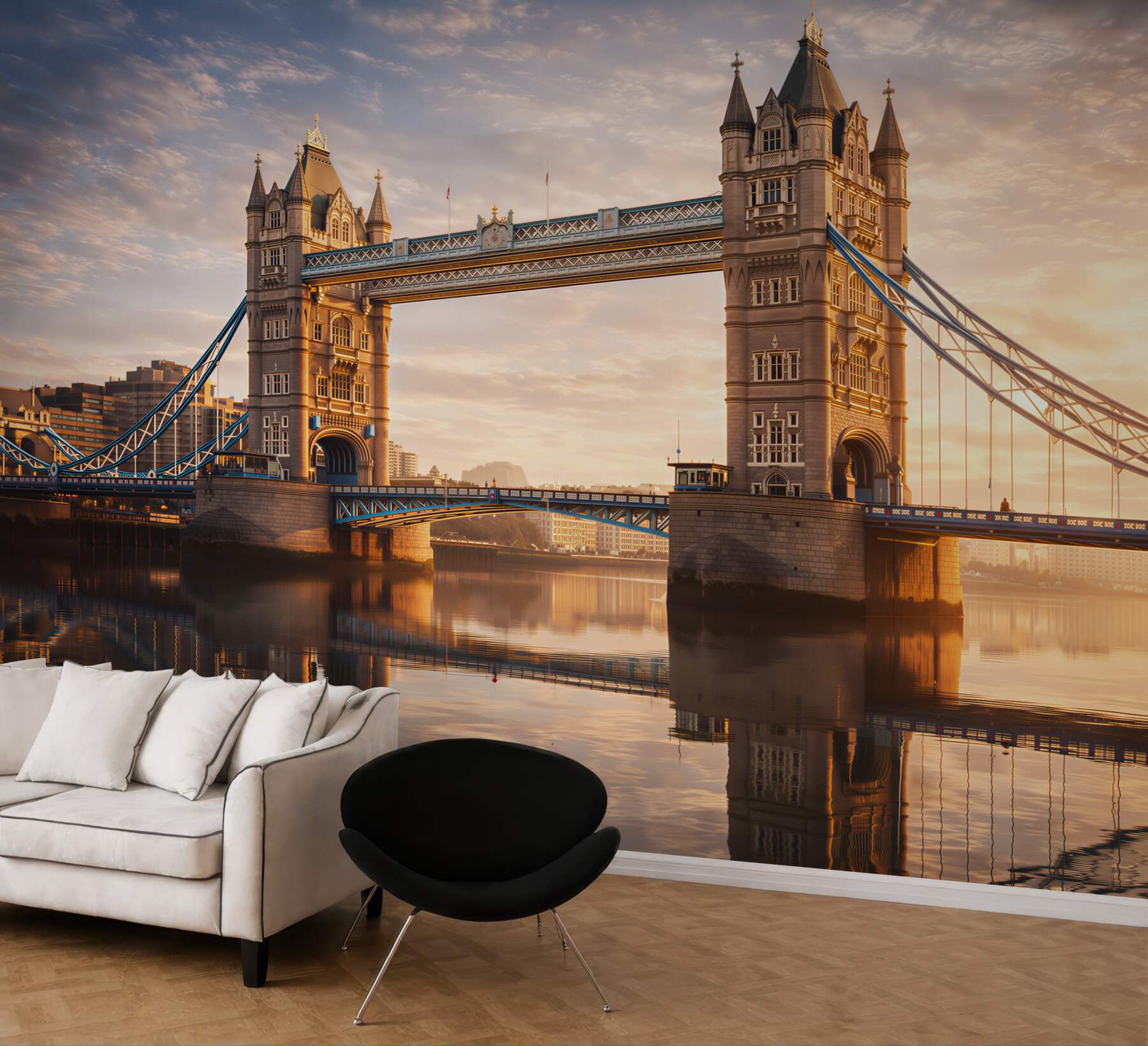 Fototapeta Tower Bridge w Londynie o wschodzie słońca nad Tamizą