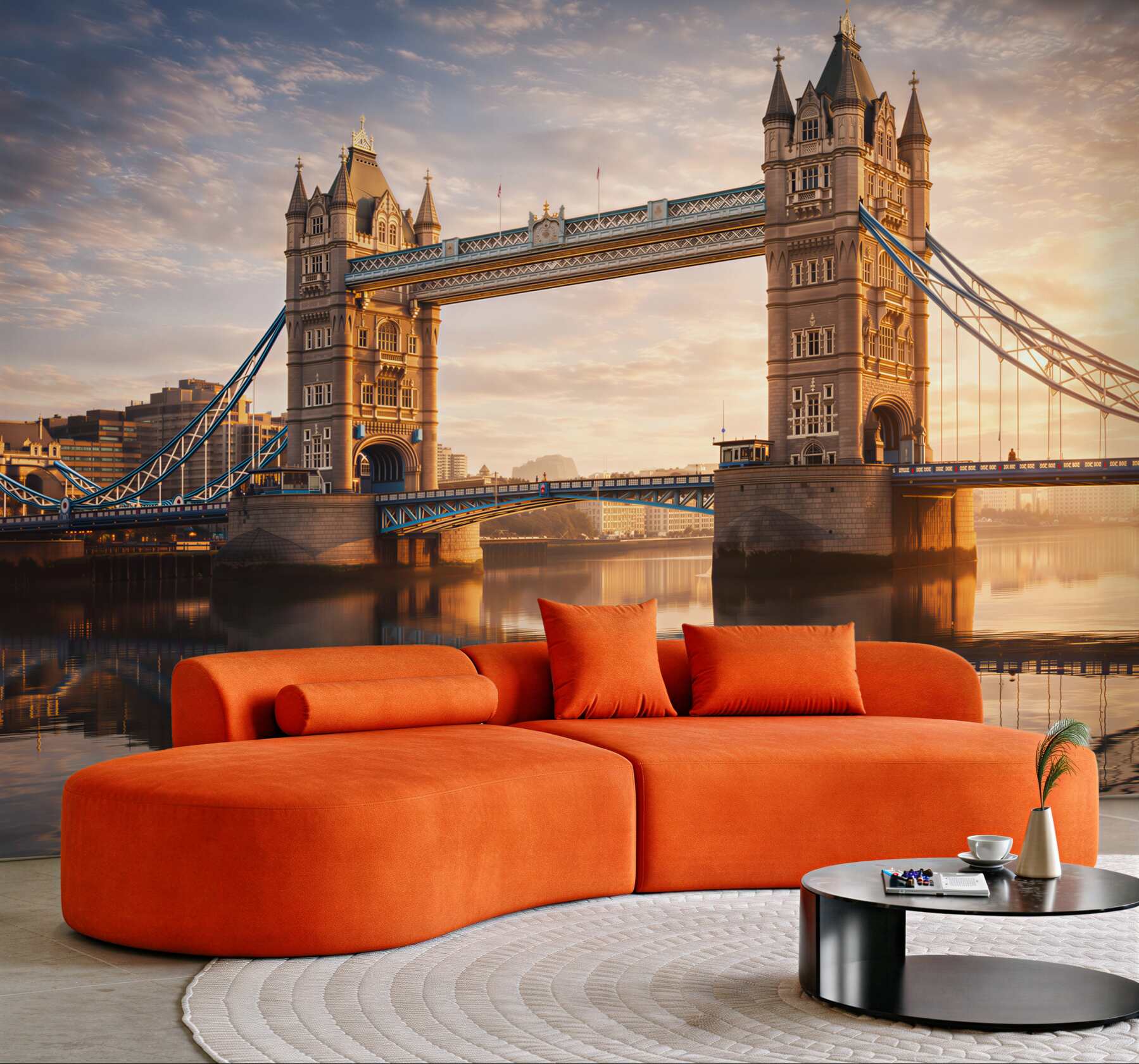 Fototapeta Tower Bridge w Londynie o wschodzie słońca nad Tamizą