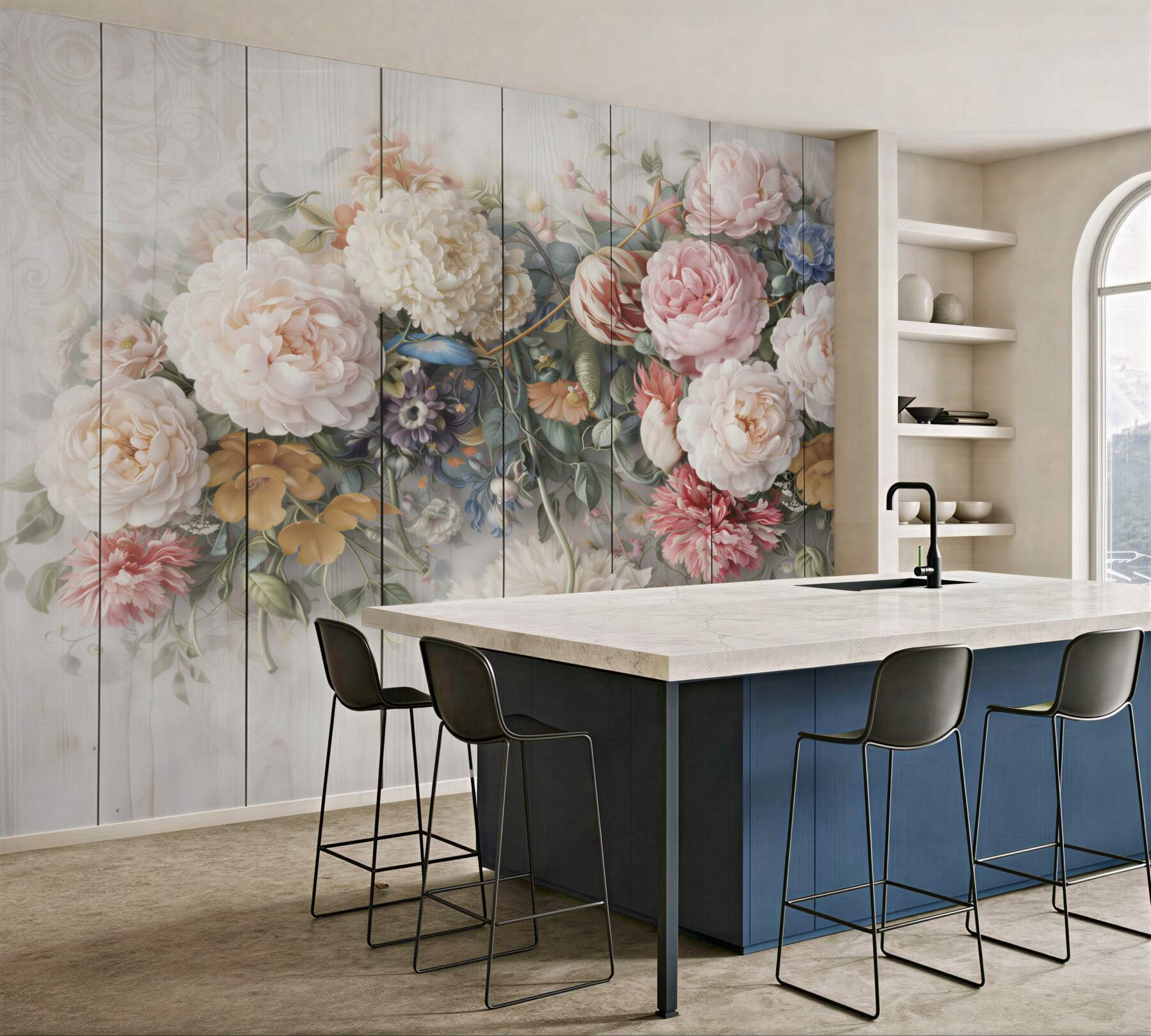 Fototapeta romantyczne kwiaty pastelowe na bielonym drewnie shabby chic