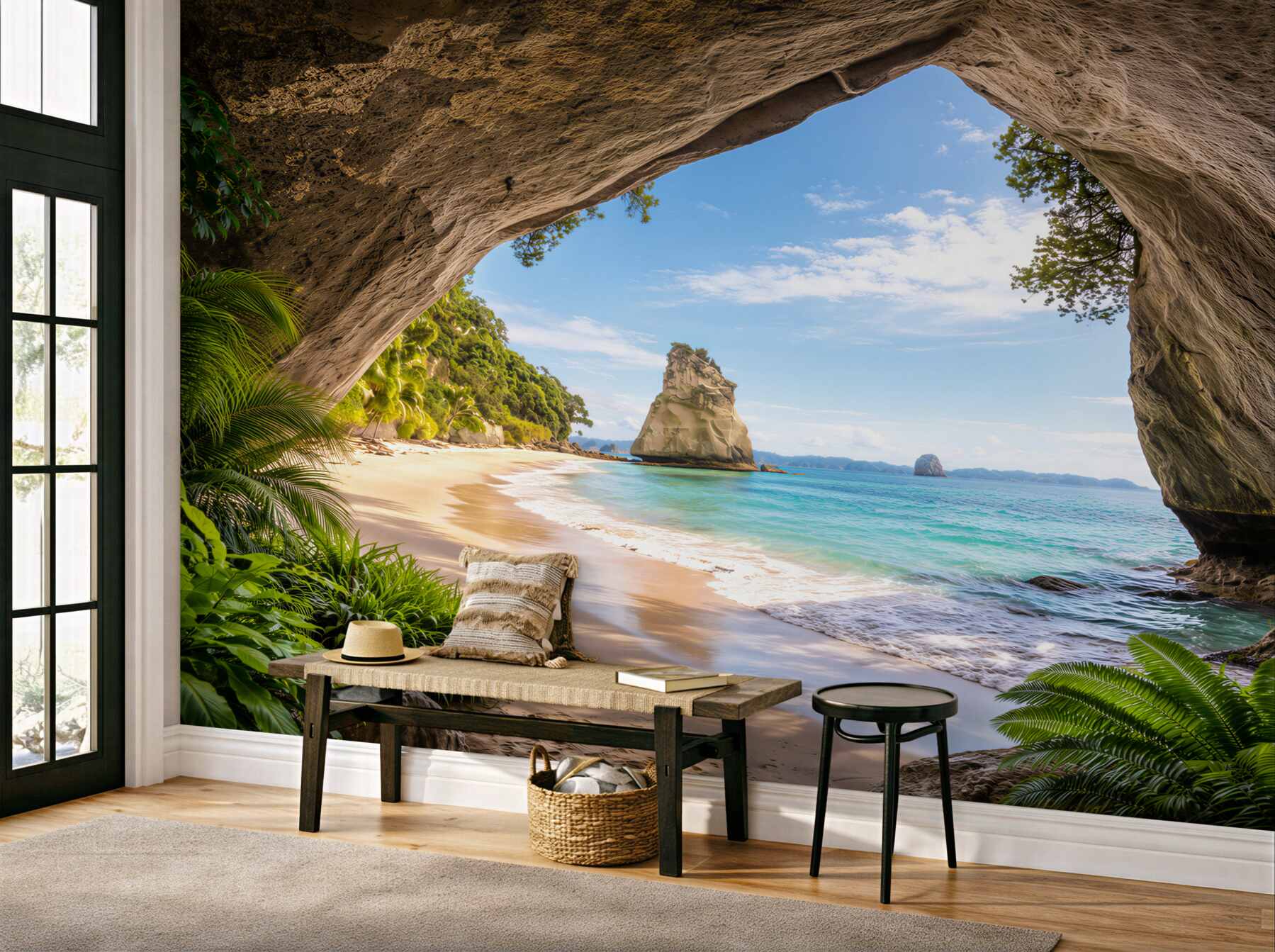 Fototapeta tropikalna plaża w grocie z turkusowym morzem