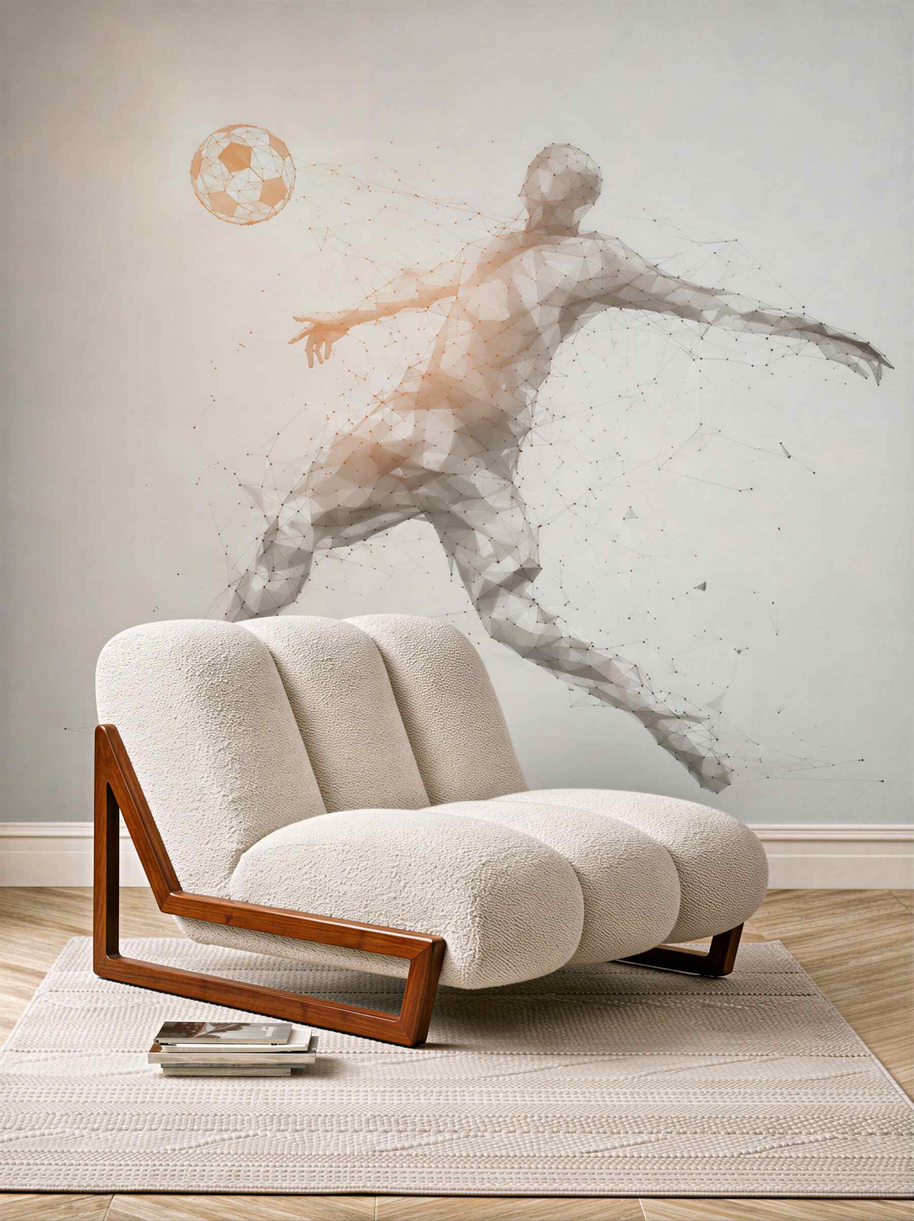 Fototapeta piłkarz z piłką geometryczny nowoczesny sportowy