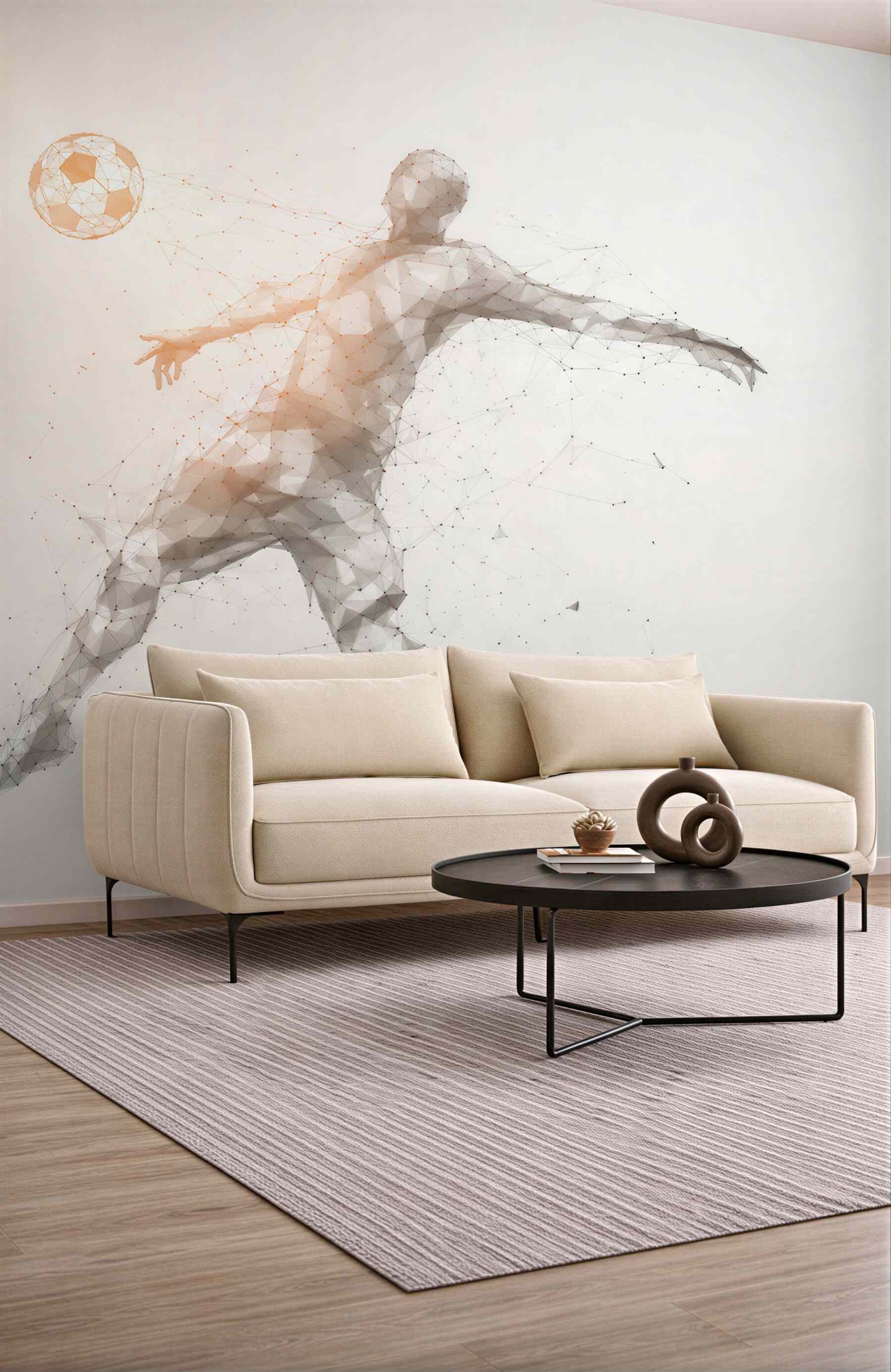 Fototapeta piłkarz z piłką geometryczny nowoczesny sportowy