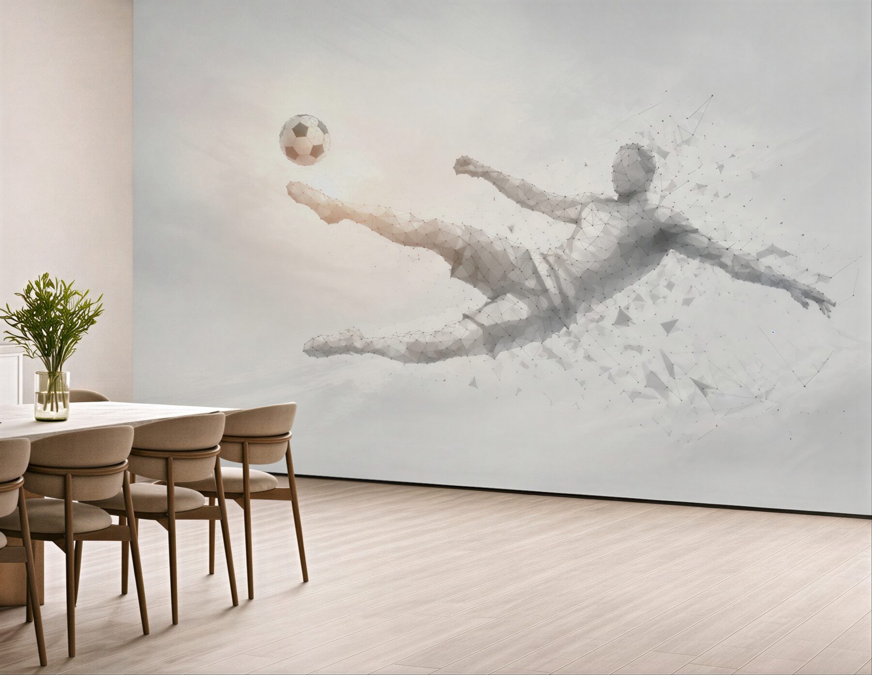 Fototapeta piłkarz wykonujący przewrotkę geometryczna nowoczesna sportowa