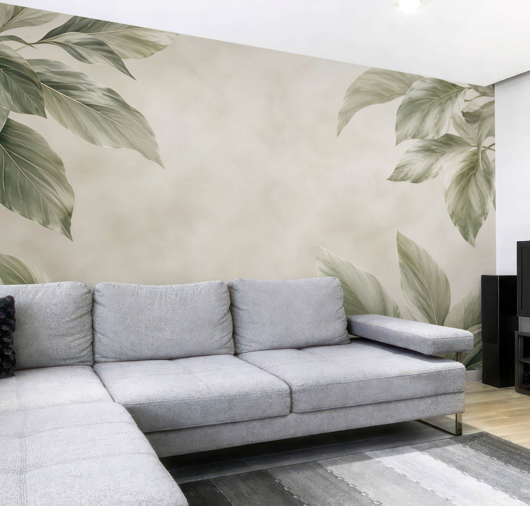 Fototapeta duże liście zielone subtelna botaniczna