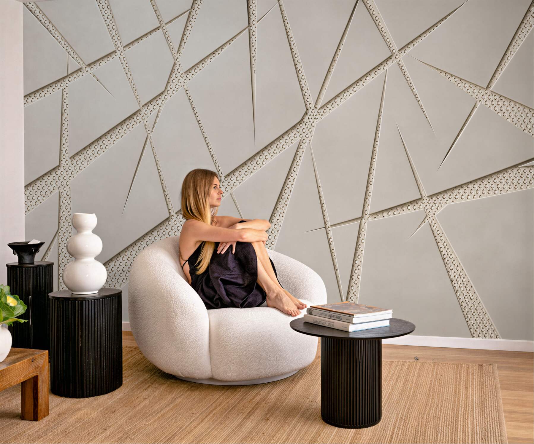 Fototapeta geometryczna beżowa abstrakcja 3D do nowoczesnego wnętrza