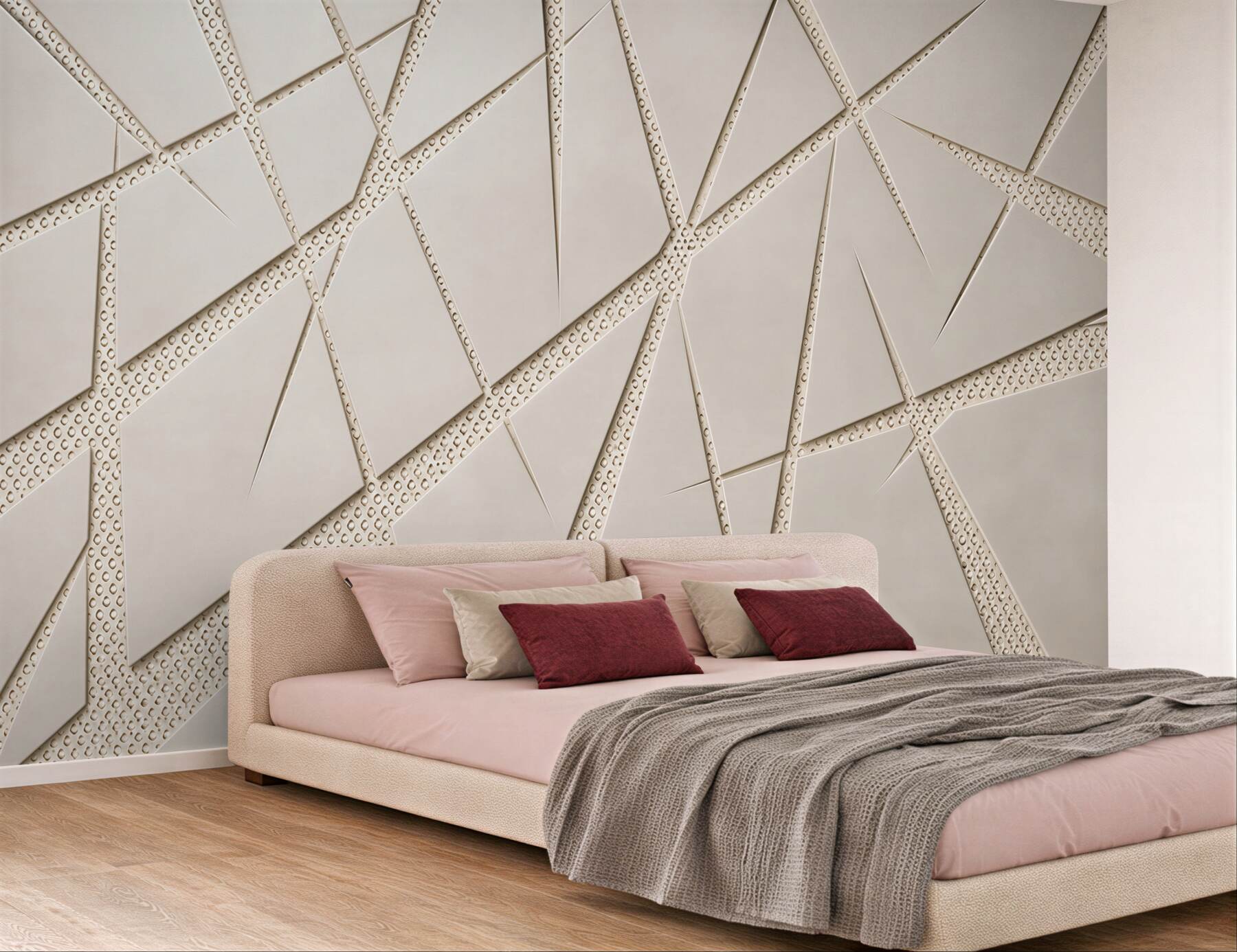 Fototapeta geometryczna beżowa abstrakcja 3D do nowoczesnego wnętrza