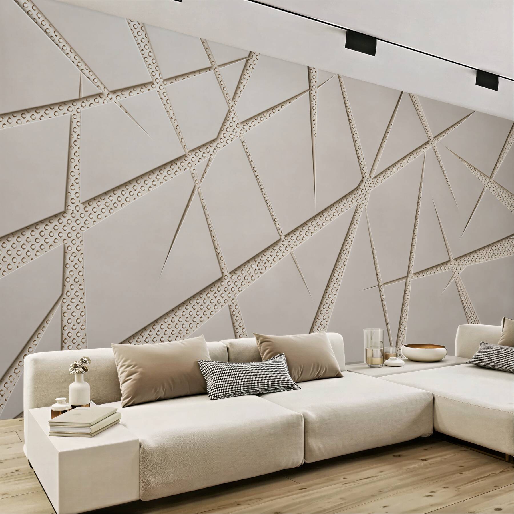 Fototapeta geometryczna beżowa abstrakcja 3D do nowoczesnego wnętrza