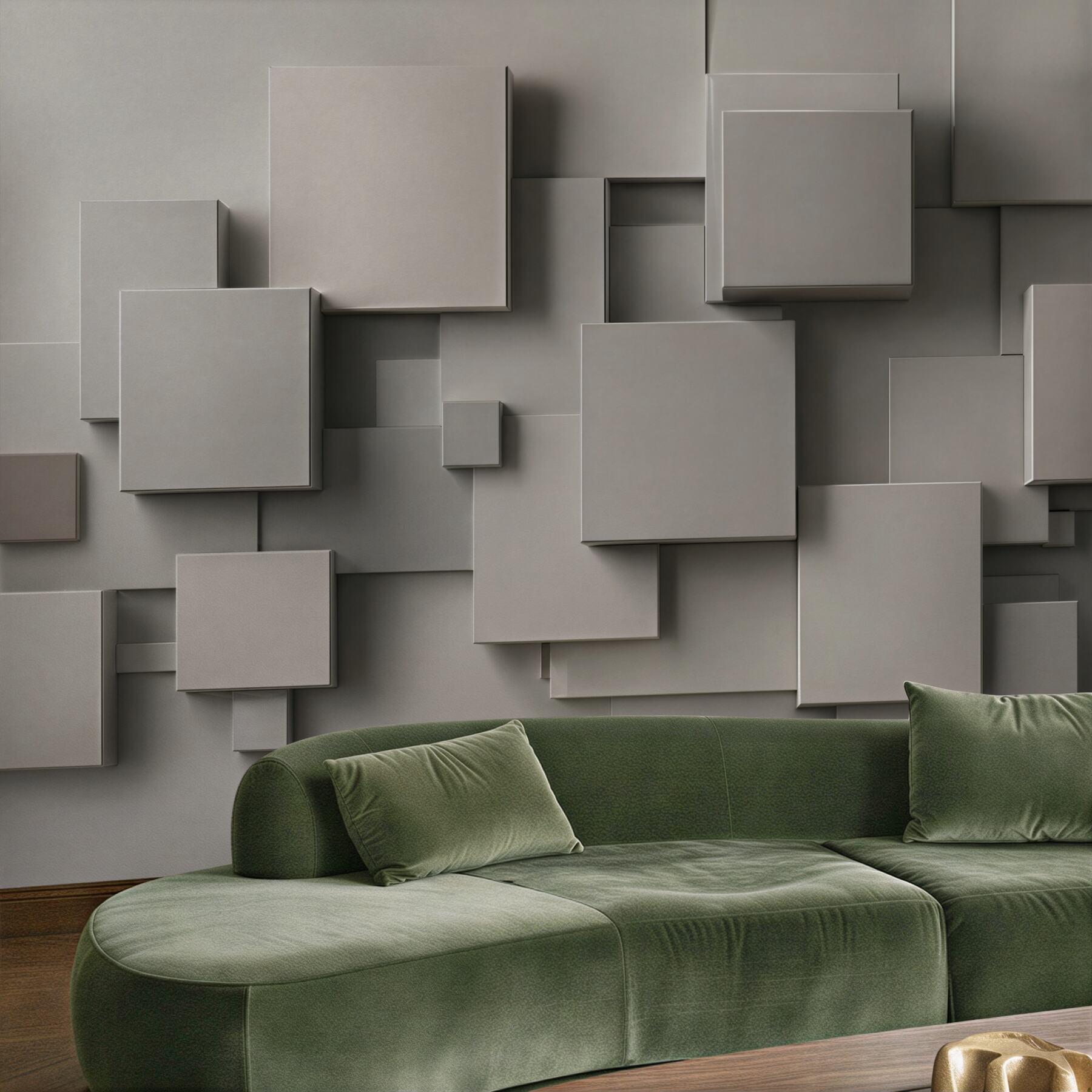 Fototapeta geometryczne kwadraty 3D beżowo szare nowoczesne