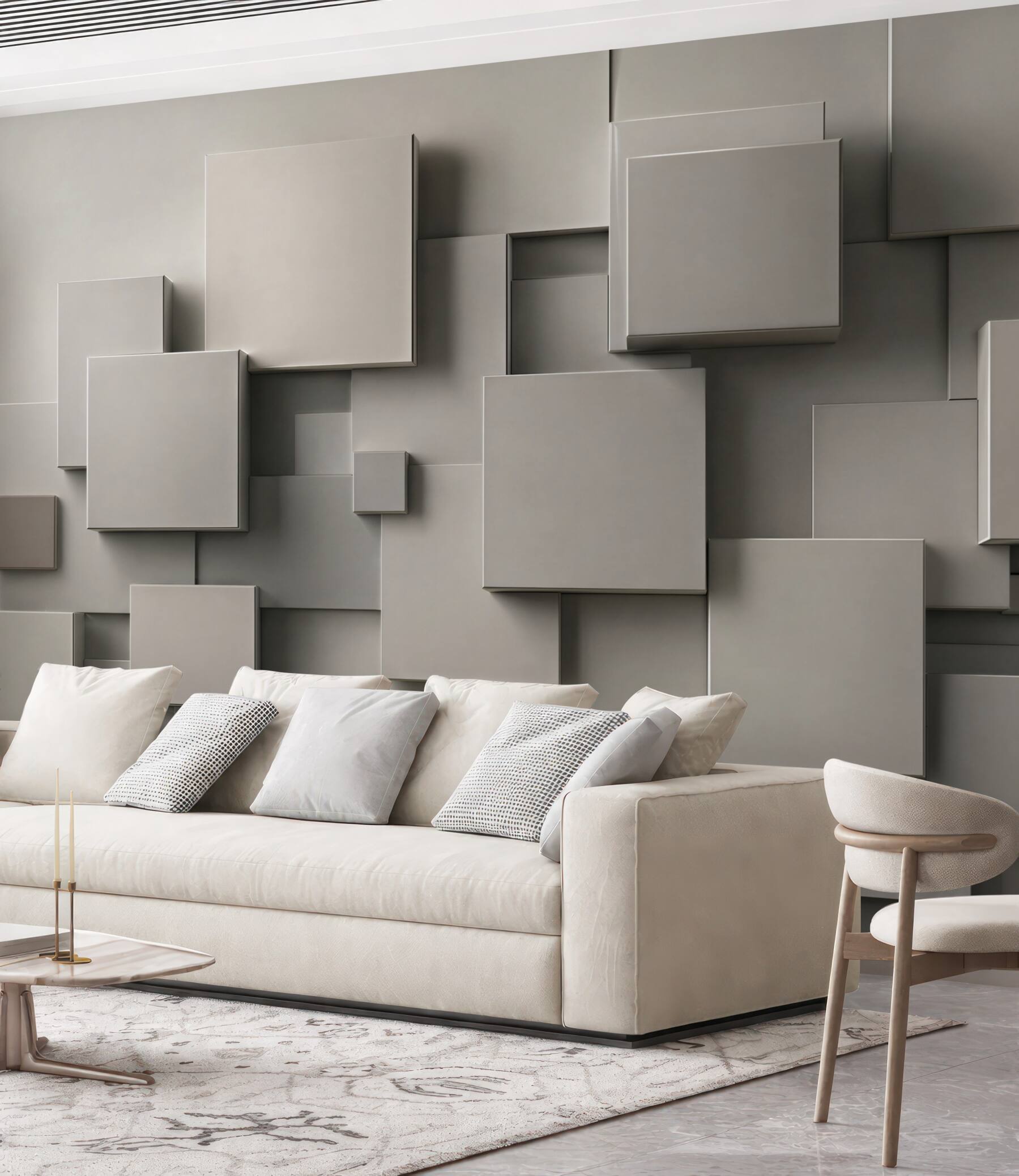 Fototapeta geometryczne kwadraty 3D beżowo szare nowoczesne