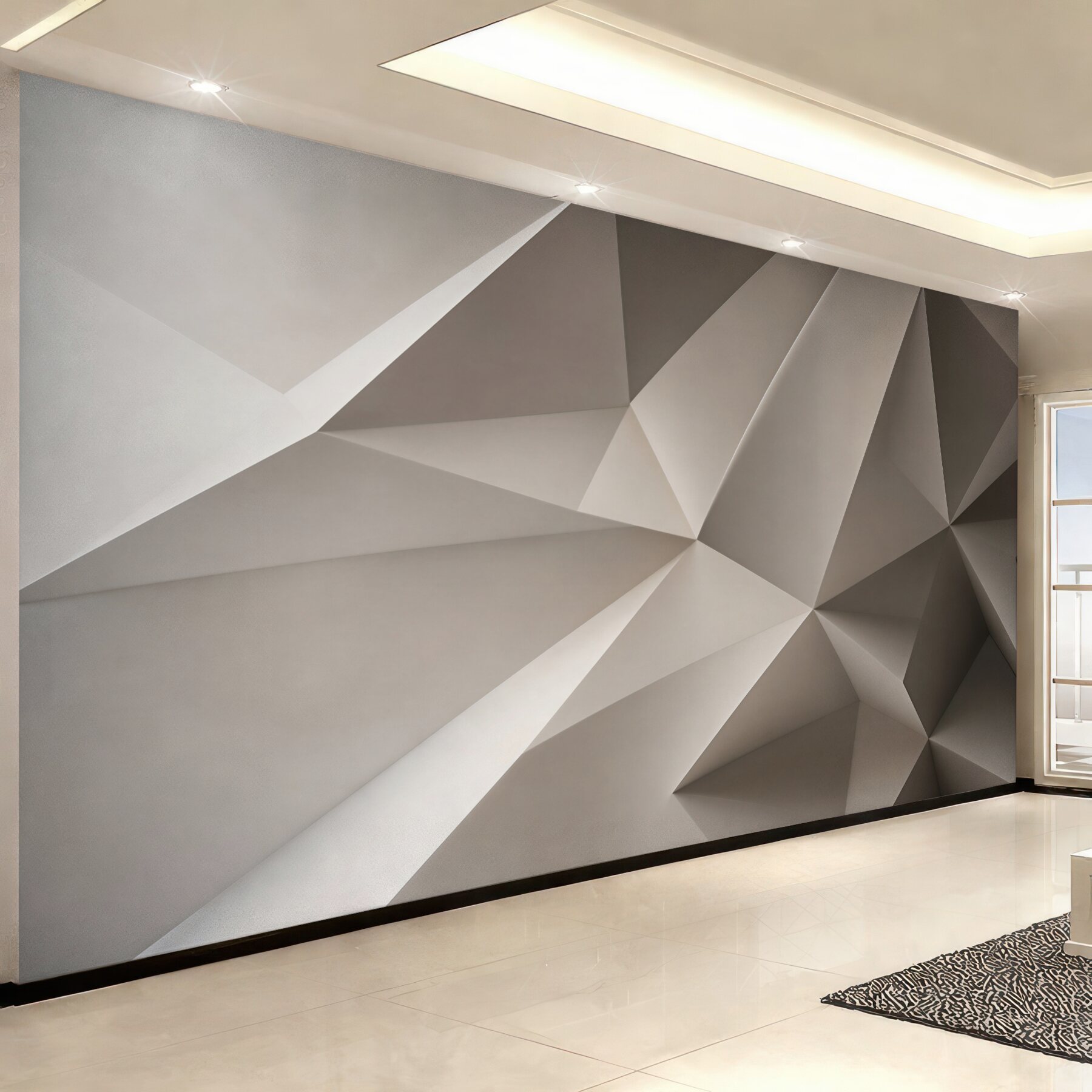 Fototapeta abstrakcja geometryczna 3D beżowa do nowoczesnego wnętrza