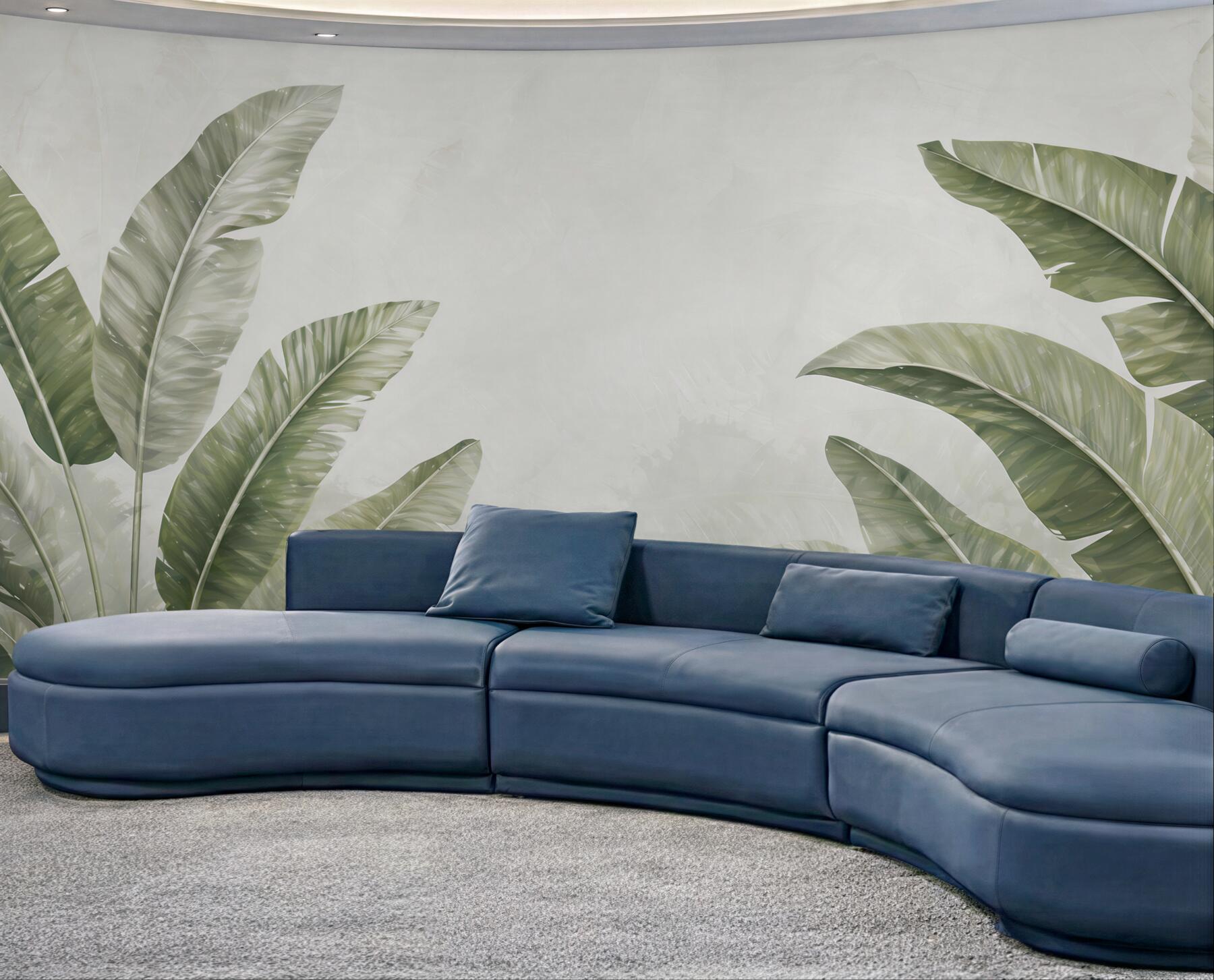 Fototapeta liście bananowca zielone na jasnym tle w stylu tropical soft
