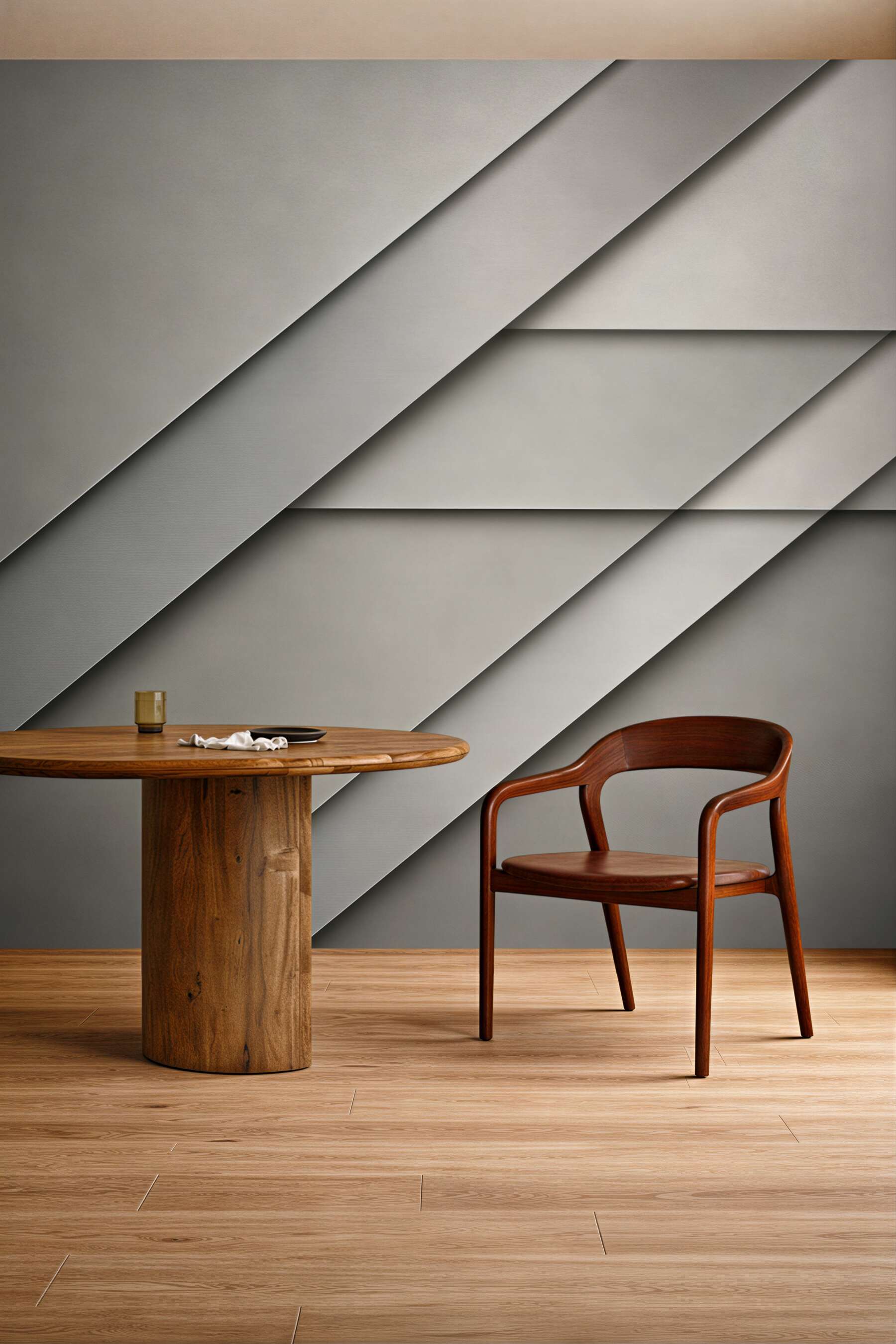Fototapeta geometryczna abstrakcja 3D beżowo szara nowoczesna